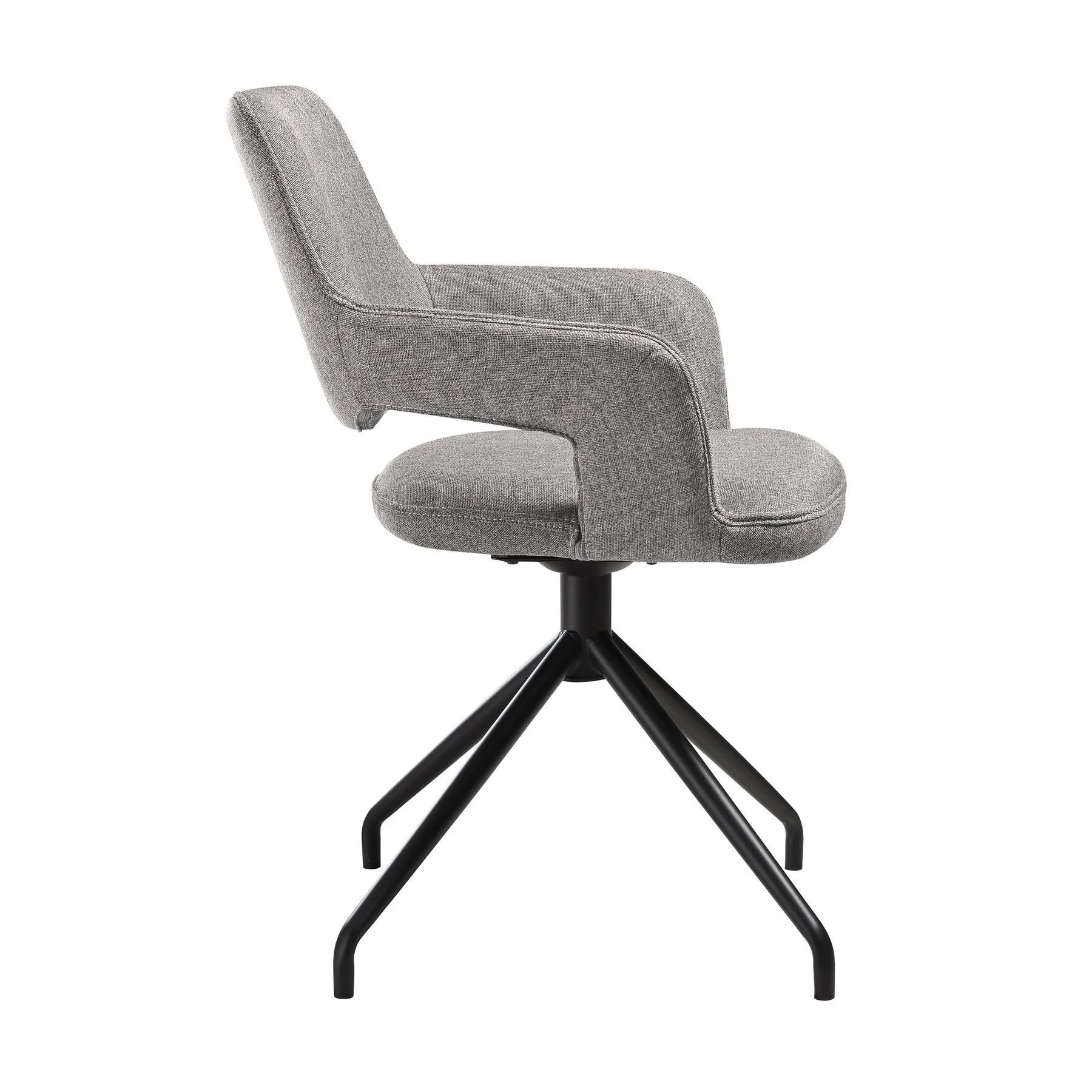 Penny Swivel Upholstered Dining Chair in Gray Fabric with Black Metal Legs - Set of 2 - Image 4