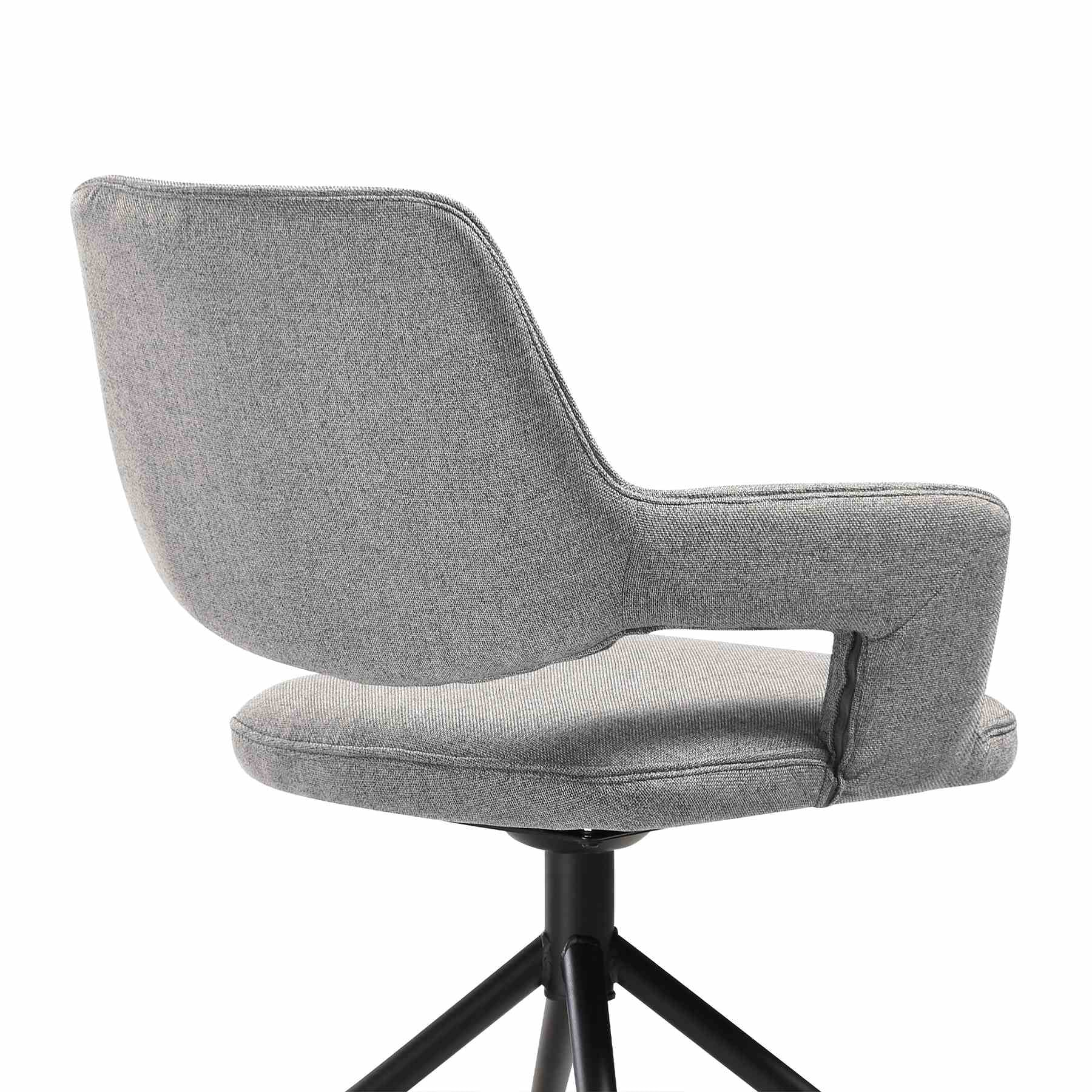 Penny Swivel Upholstered Dining Chair in Gray Fabric with Black Metal Legs - Set of 2 - Image 7