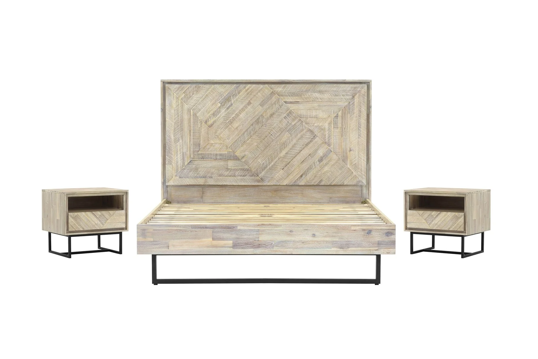 Peridot 3 Piece King Bedroom Set in Natural Acacia Wood