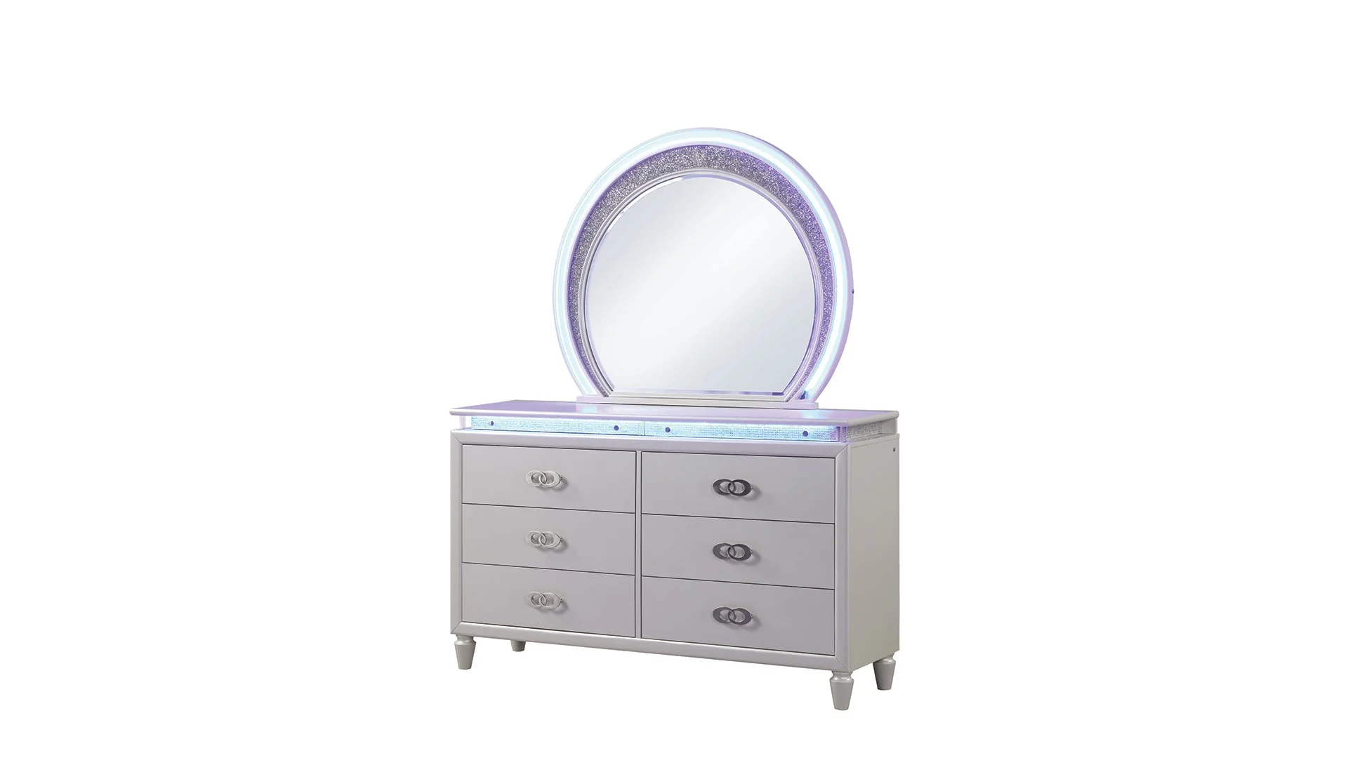 Perla King 4PC with Vanity Bedroom set Milky White - Image 9