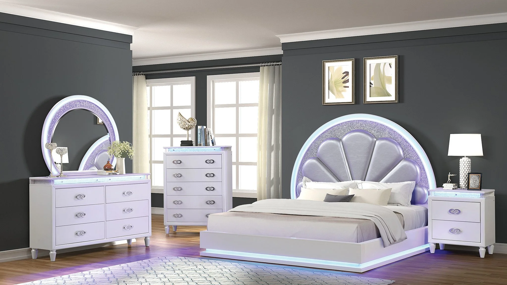 Perla King 5PC Bedroom Set Milky White