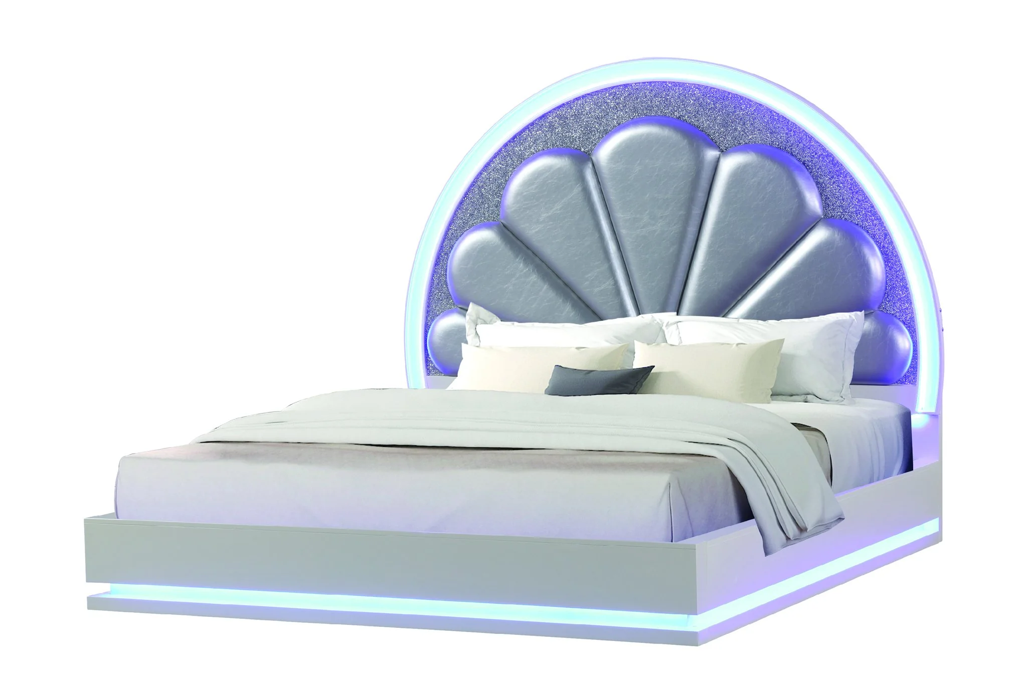 Perla King 5PC with Vanity Bedroom Set Milky White - Image 2