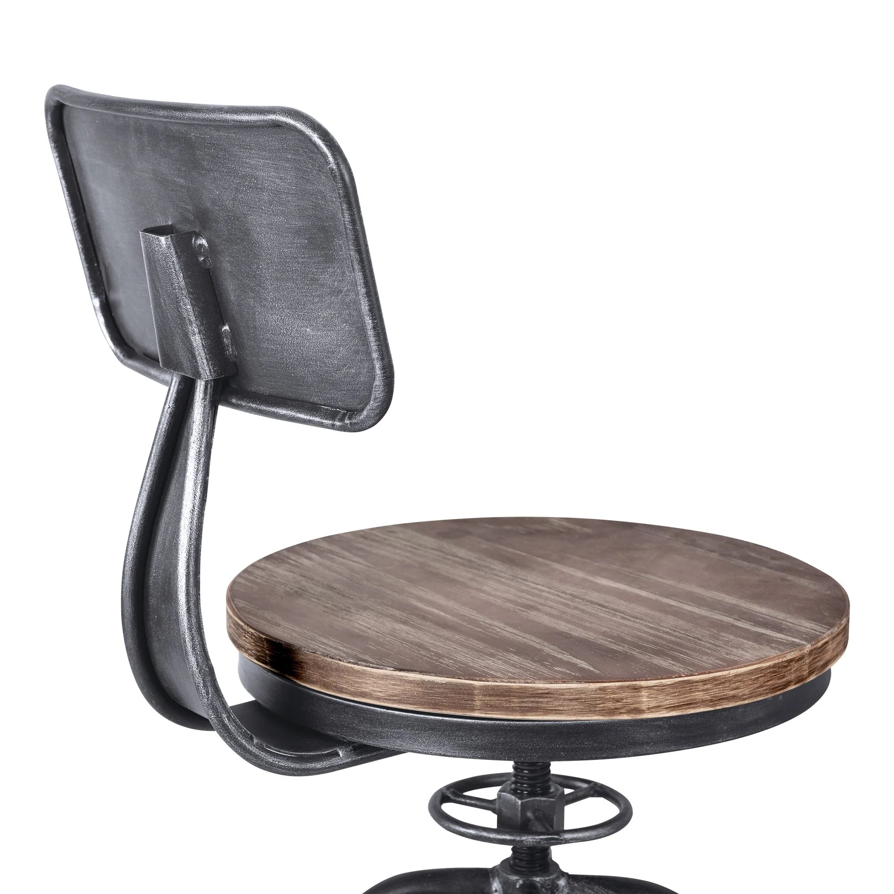 Perlo Industrial Adjustable Barstool in Industrial Gray and Pine Wood - Image 6