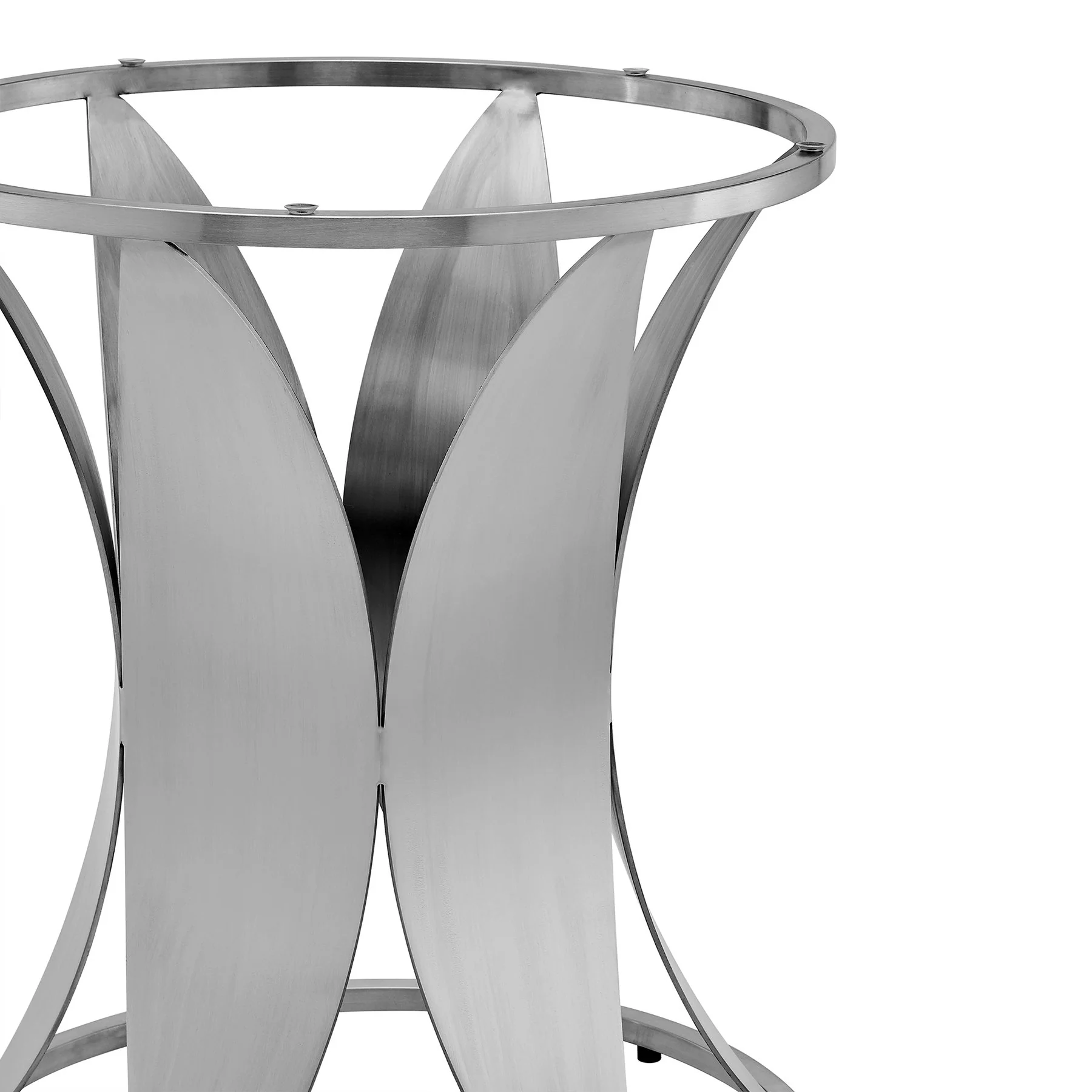 Petal Modern Glass and Stainless Steel Round Pedestal Dining Table - Image 4