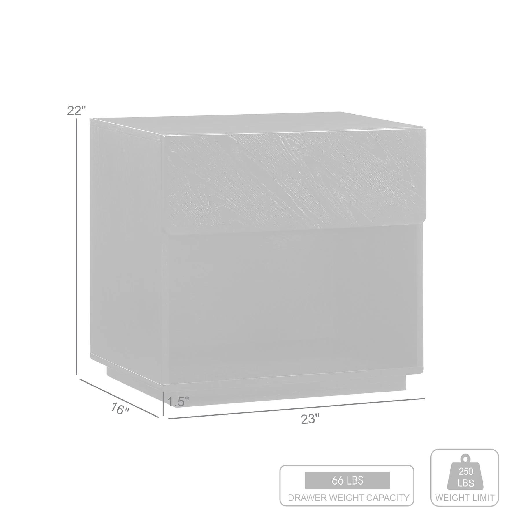 Petra 1 Drawer Wood Nightstand in Black Finish - Image 10