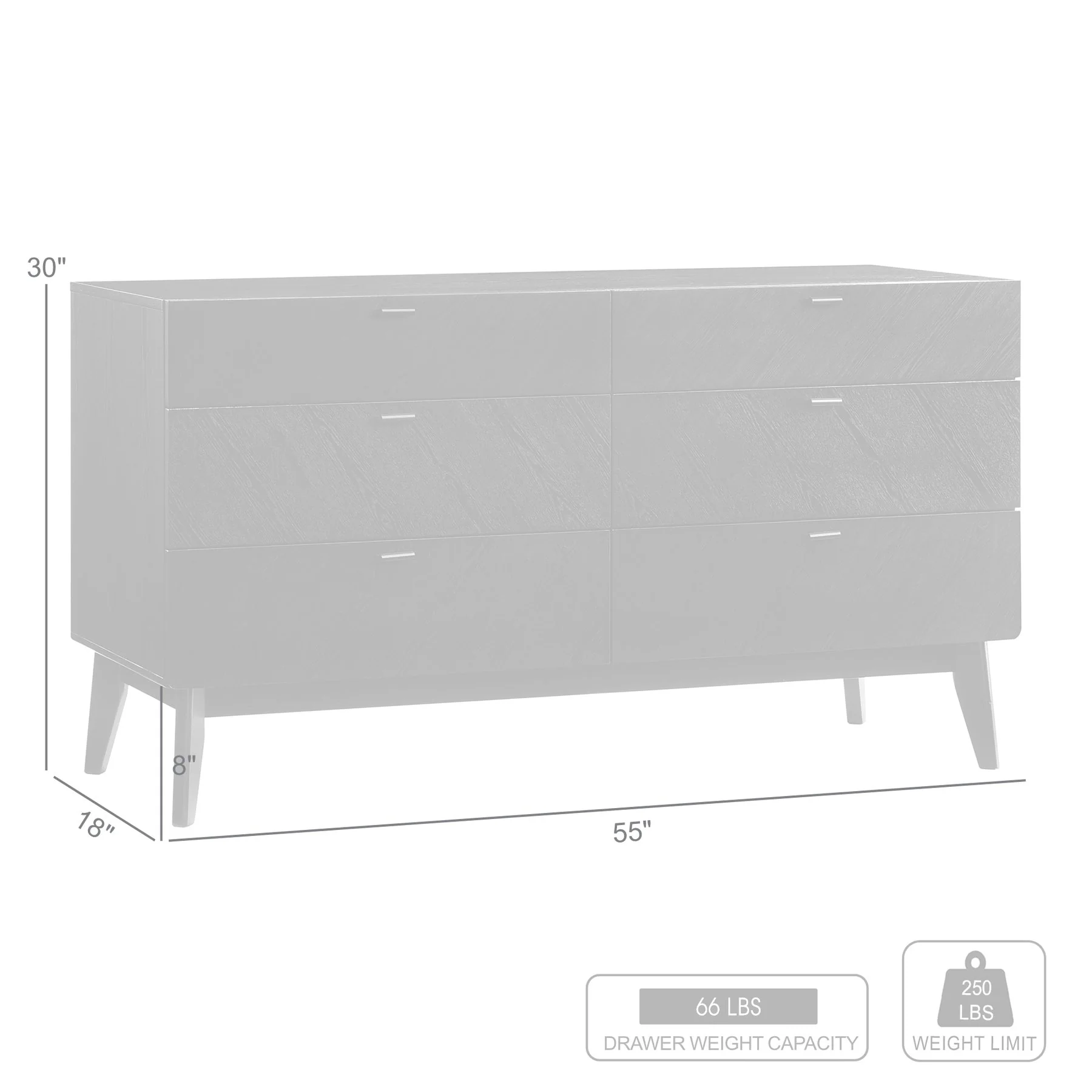 Petra 6 Drawer Wood Dresser in Black Finish - Image 10