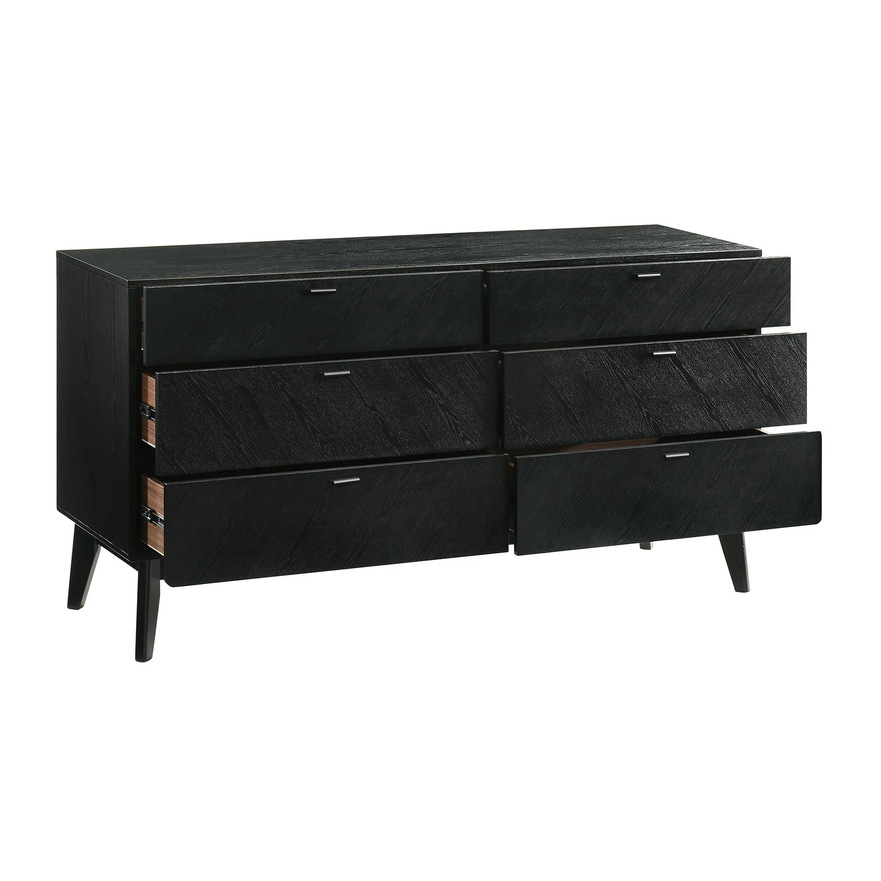 Petra 6 Drawer Wood Dresser in Black Finish - Image 3