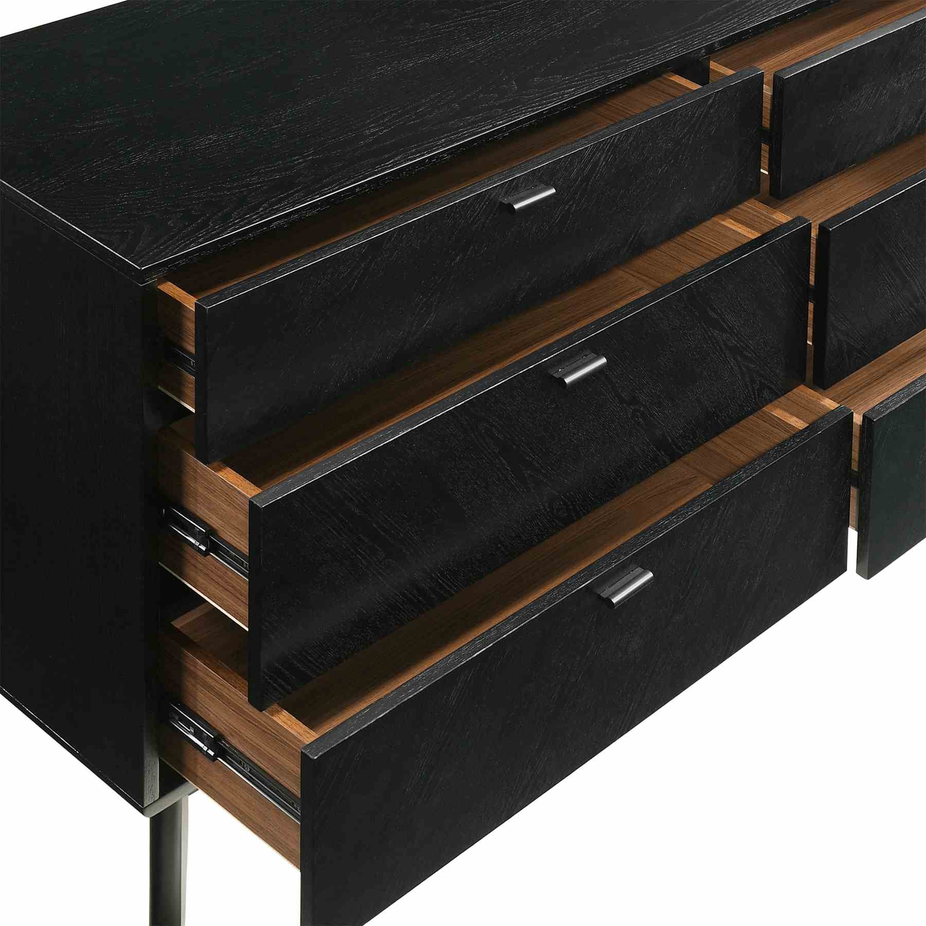 Petra 6 Drawer Wood Dresser in Black Finish - Image 9