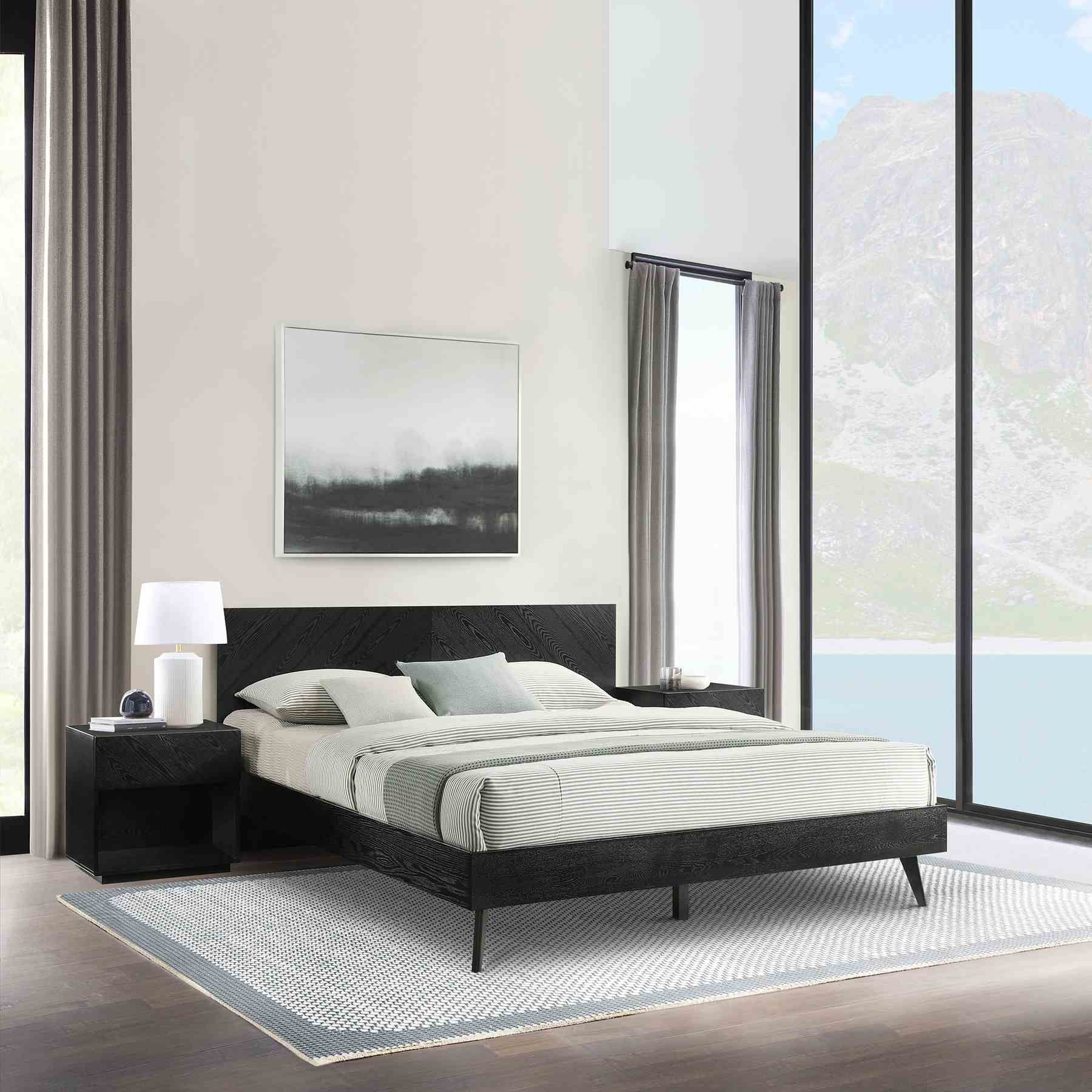 Petra King 3 Piece Wood Bedroom Set in Black Finish - Image 11