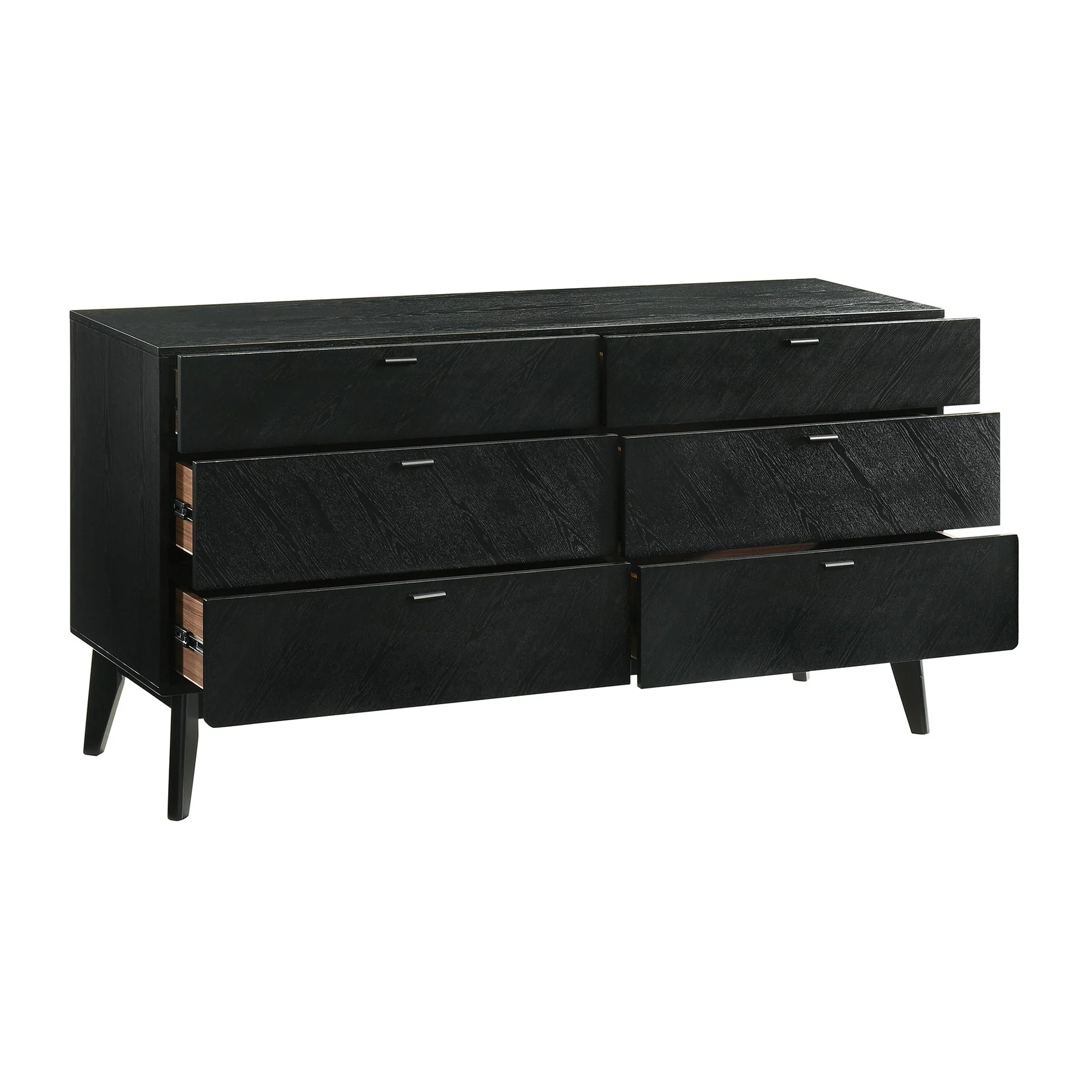 Petra King 4 Piece Wood Bedroom Set in Black Finish - Image 5