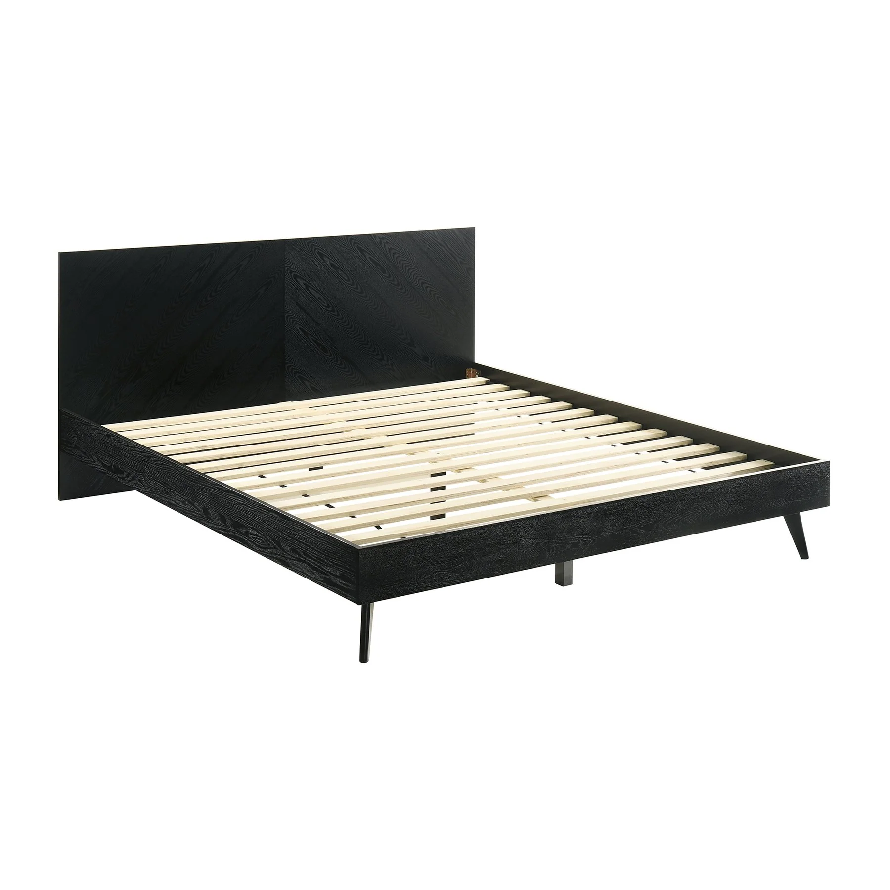 Petra King Platform Wood Bed Frame in Black Finish - Image 2