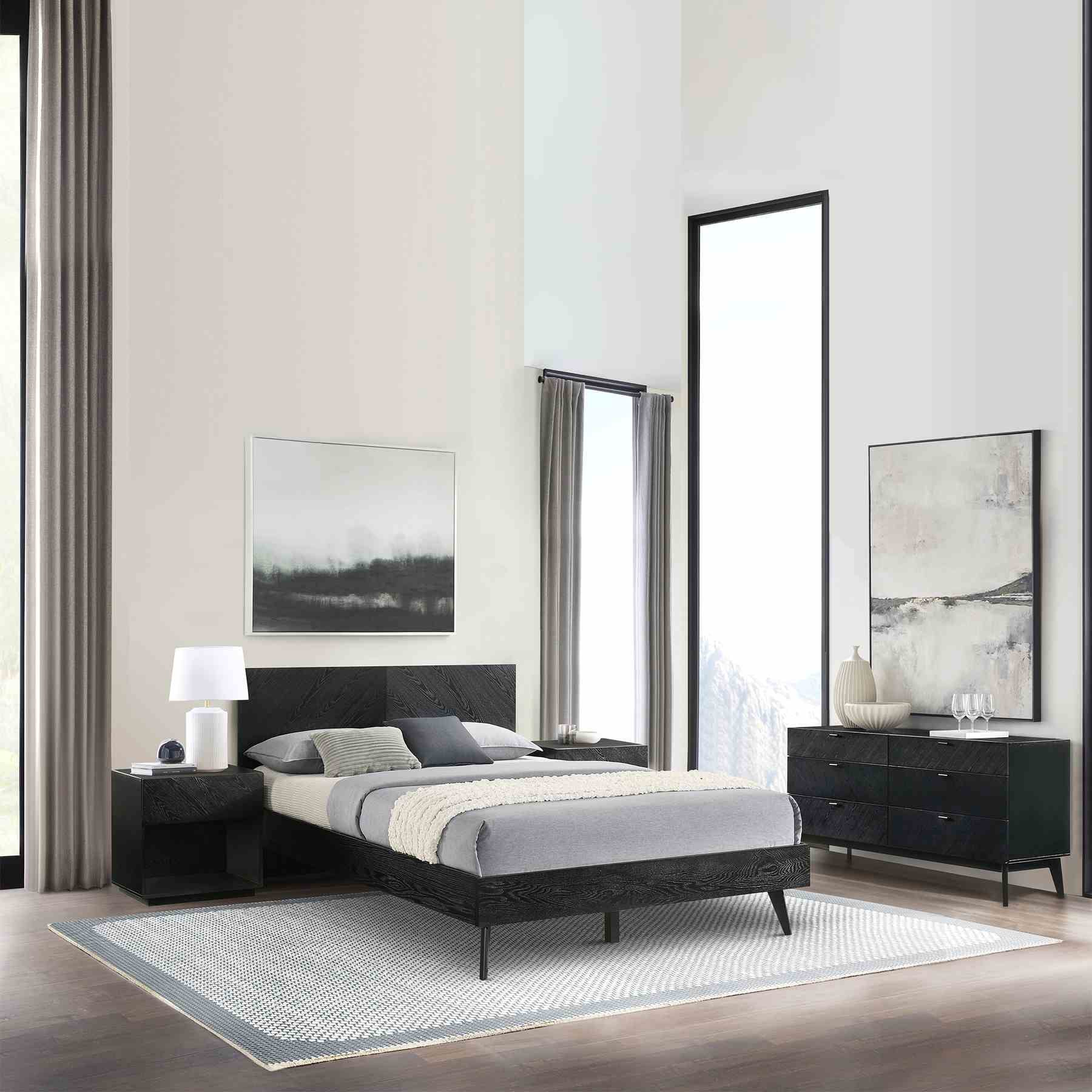 Petra Queen 4 Piece Wood Bedroom Set in Black Finish - Image 13