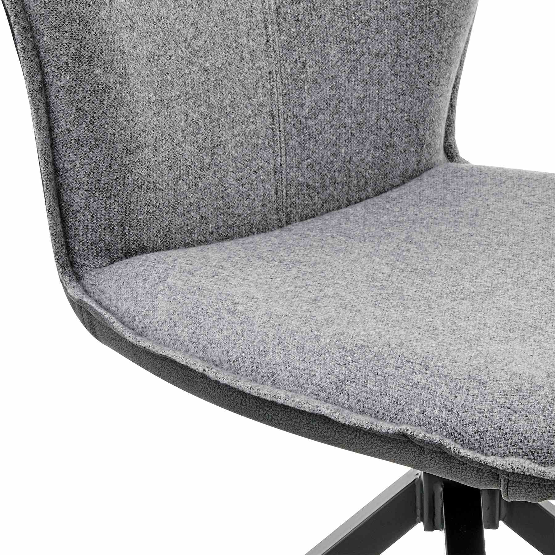 Petrie Dining Room Accent Chair in Gray Fabric and Faux Leather with Black Finish - Set of 2 - Image 6
