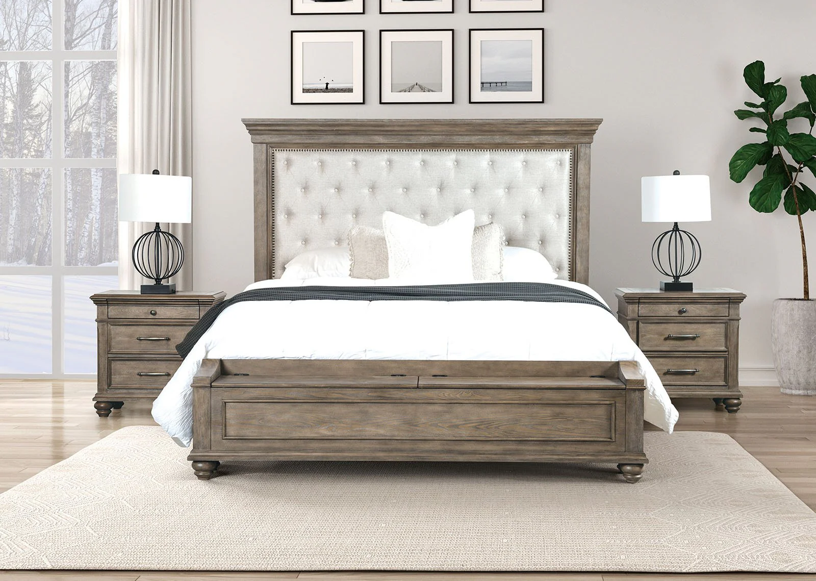 Philomath E.King Bed, Aged Oak - Image 2
