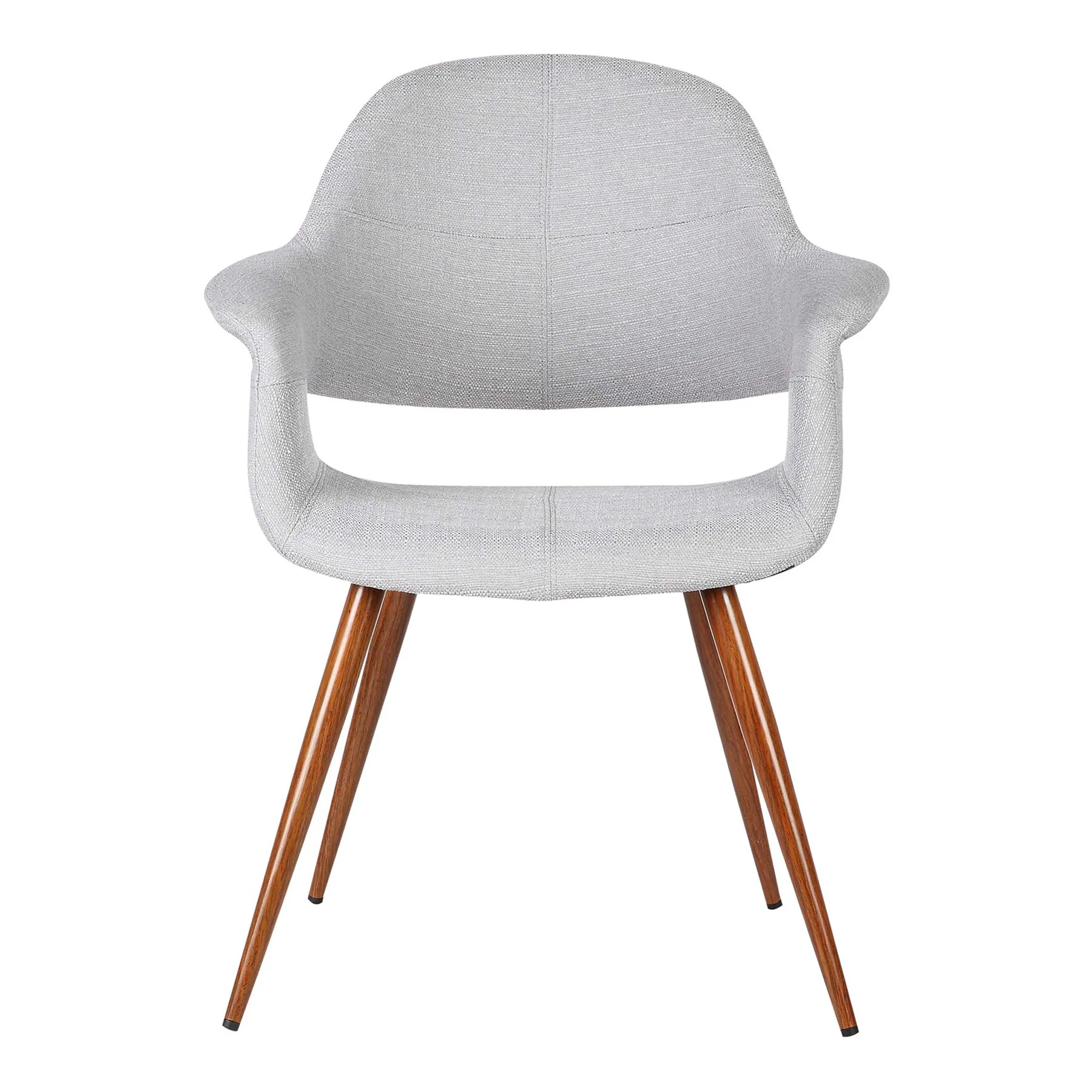 Phoebe Mid-Century Dining Chair in Walnut Finish and Gray Fabric - Image 2