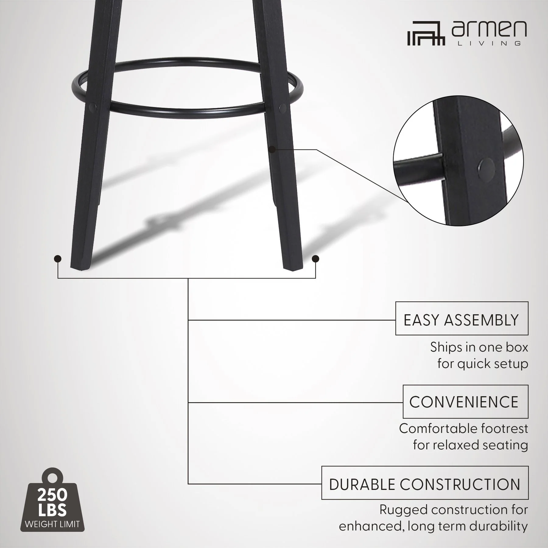 Pico 30" Swivel Black Wood Bar Stool in Light Gray Fabric with Black Metal - Image 12