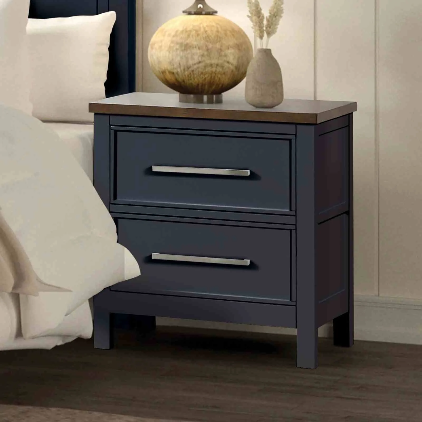 Pinetop Nightstand, Blue/Dark Brown