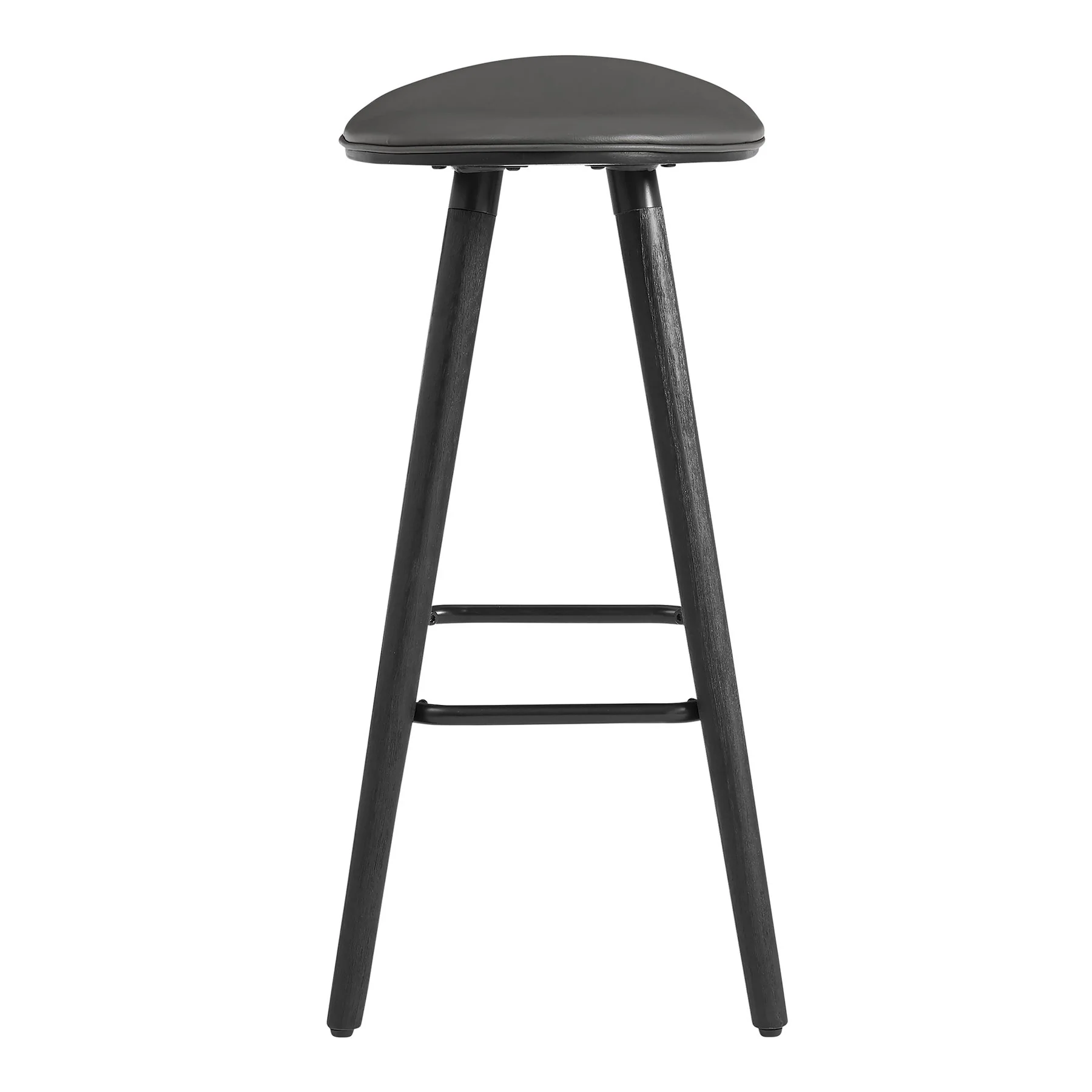 Piper 26" Counter Height Backless Bar Stool in Gray Faux Leather and Black Wood - Image 3