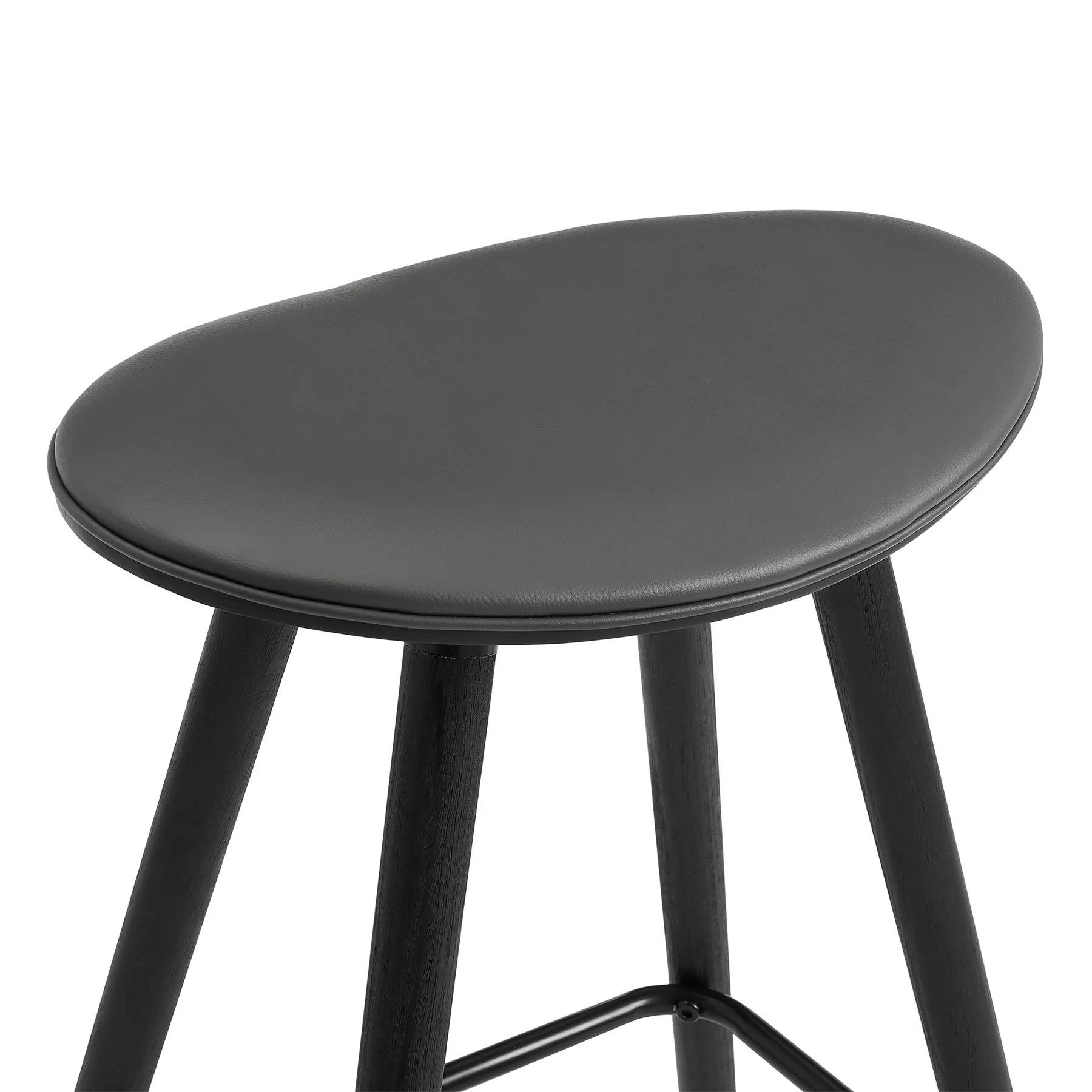Piper 26" Counter Height Backless Bar Stool in Gray Faux Leather and Black Wood - Image 4