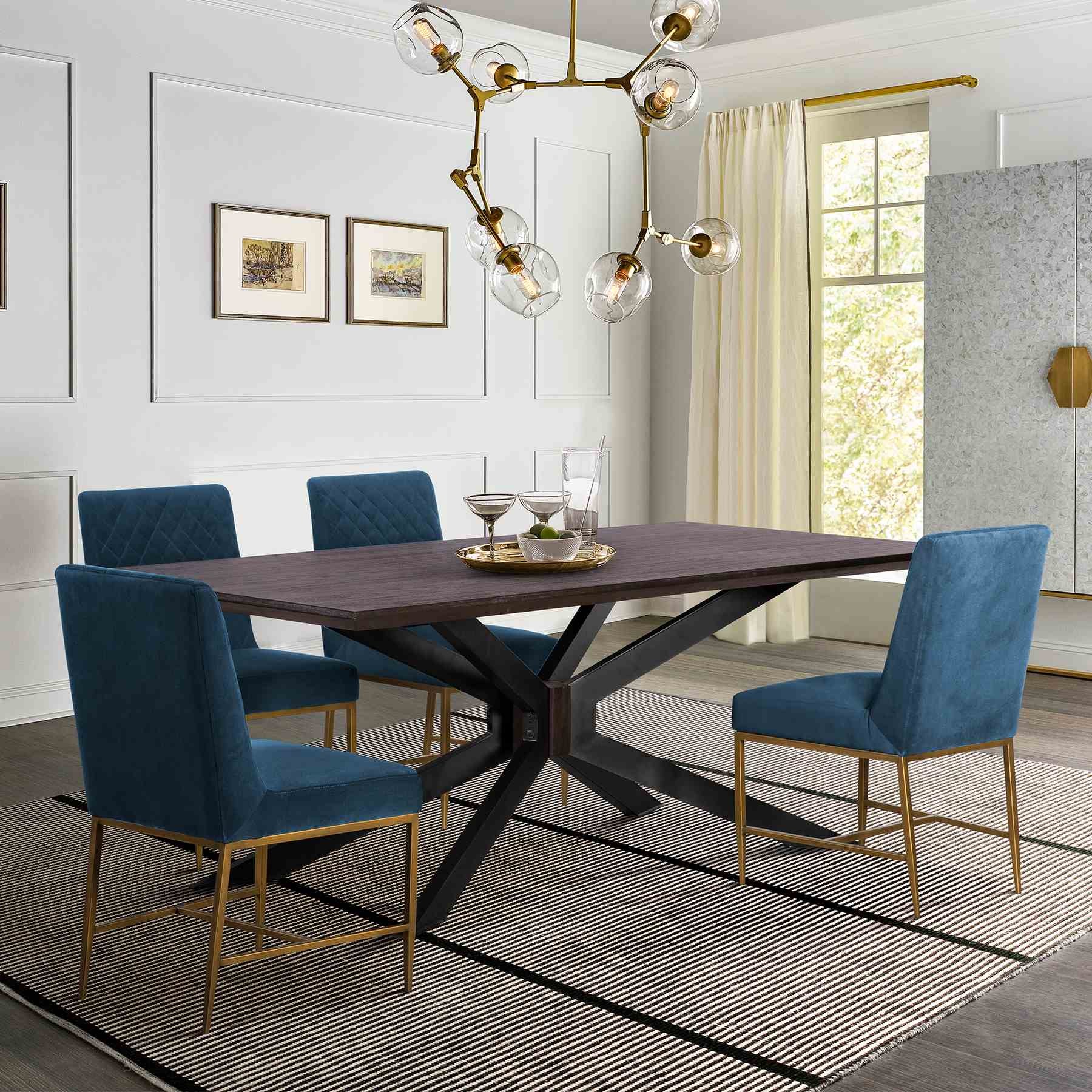Pirate and Blue Velvet Memphis 5 Piece Modern Dining Set - Image 8