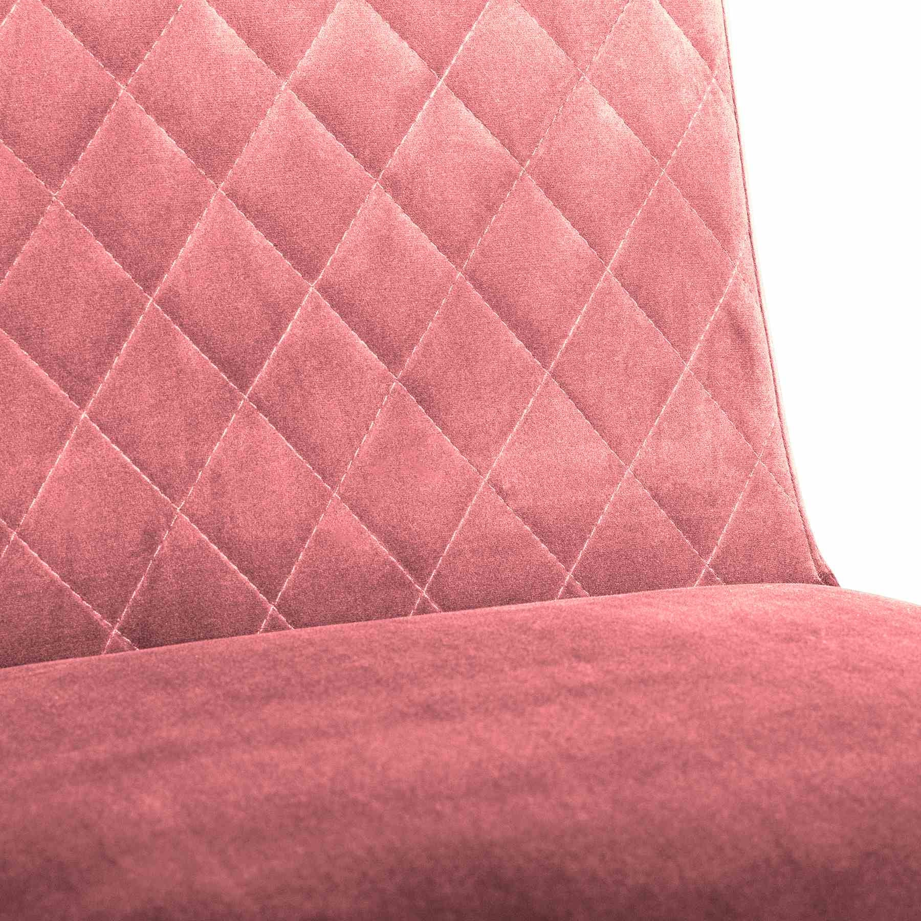 Pirate and Memphis 5 Piece Modern Dining Set in Brown Acacia Wood and Pink Velvet Fabric - Image 7