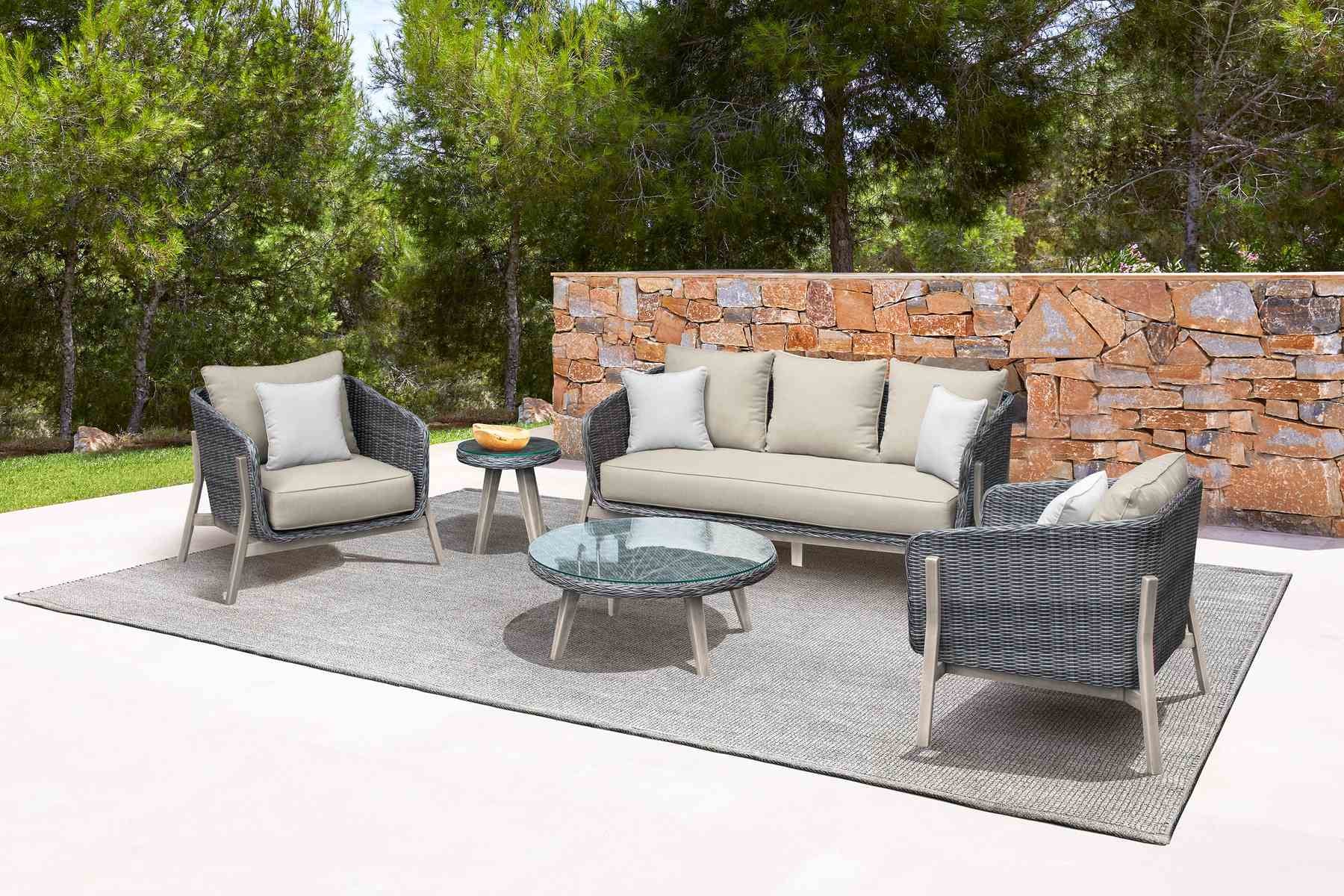 Pismo 5-Piece Outdoor Patio Furniture Set in Acacia Wood and Wicker with Taupe Cushions - Image 12