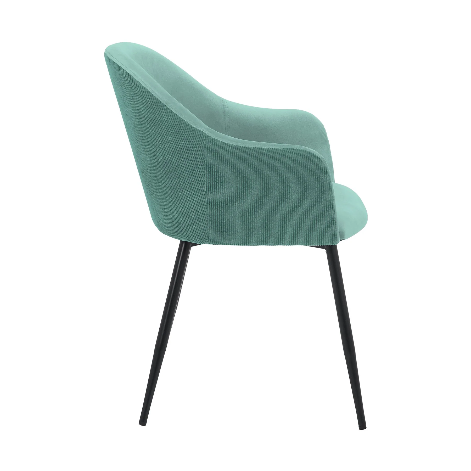 Pixie Two Tone Teal Fabric Dining Room Chair with Black Metal Legs - Image 3
