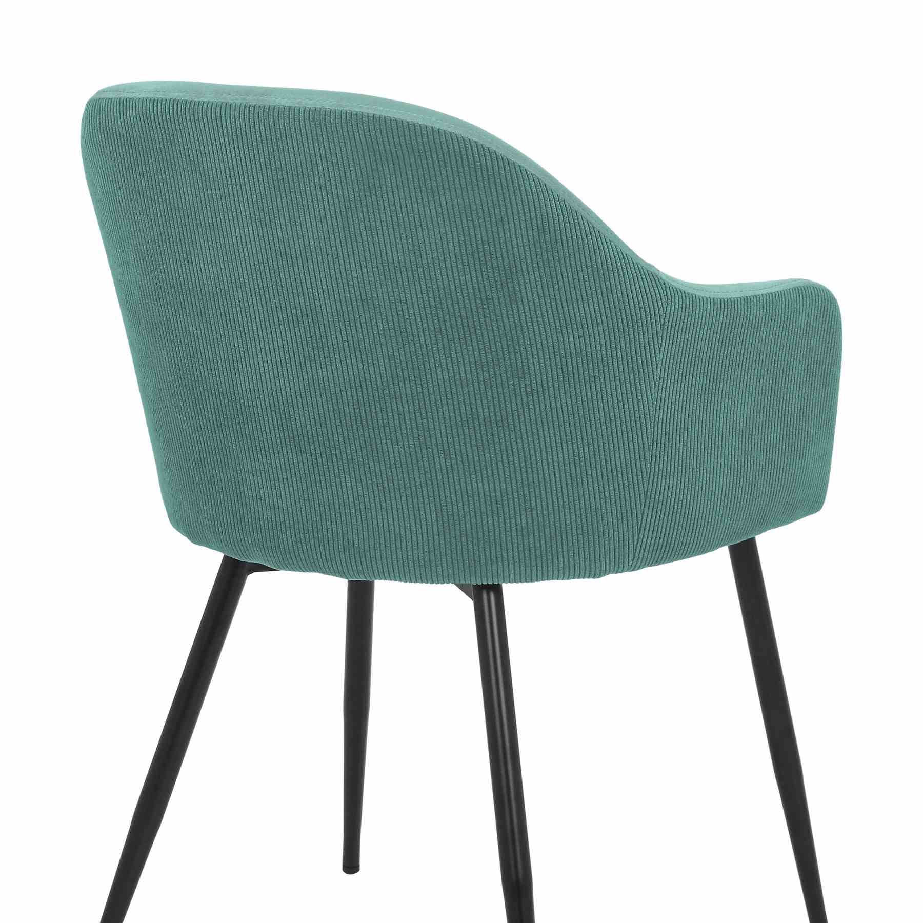Pixie Two Tone Teal Fabric Dining Room Chair with Black Metal Legs - Image 7