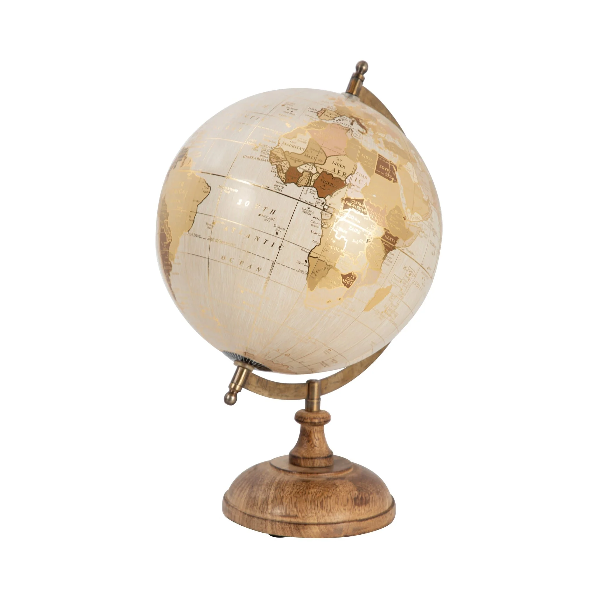 Plastic, 13" Decorative Globe, Gold - Image 2