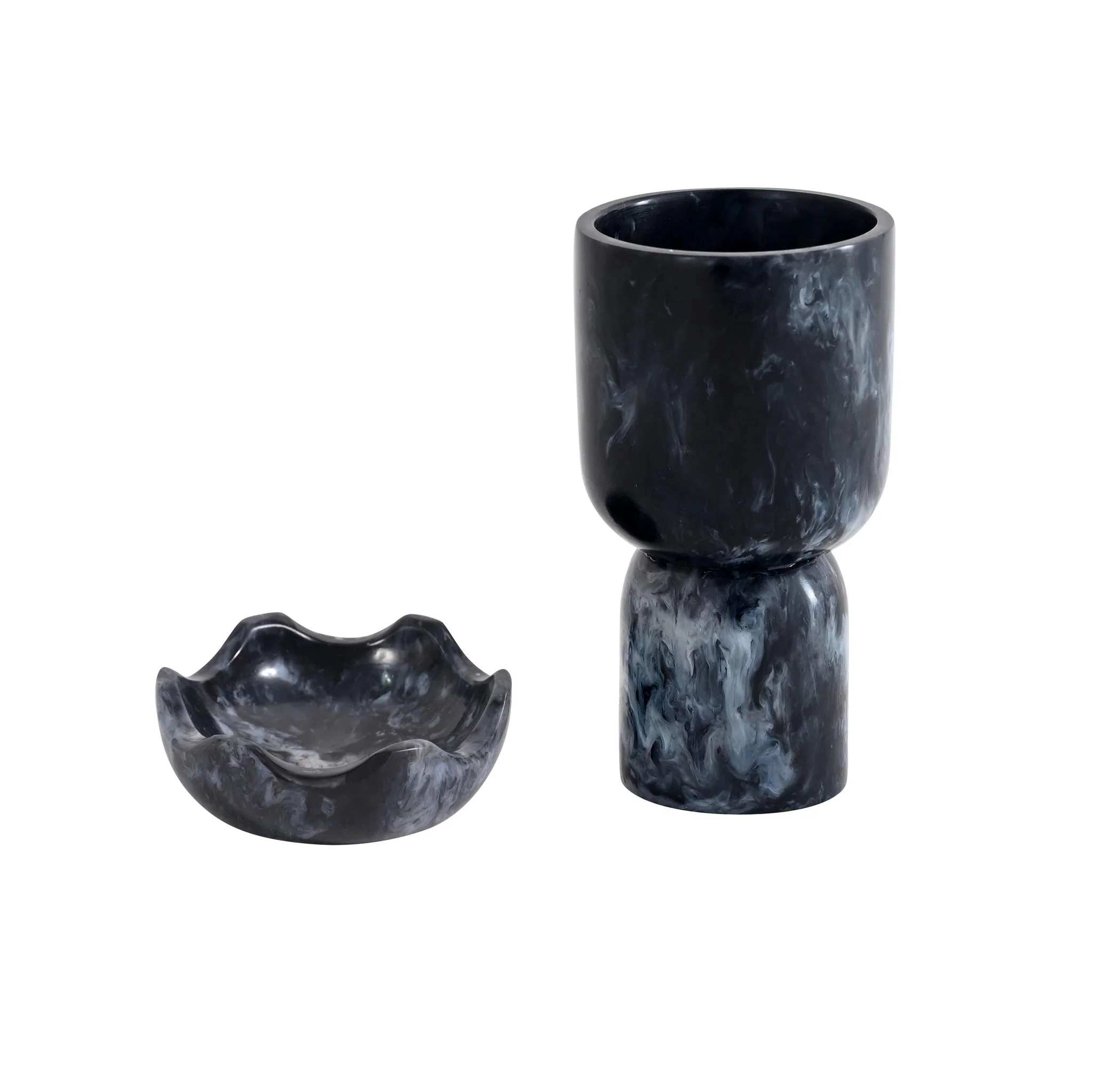 Platform Black Swirl Resin Kiddush Cup - Image 2