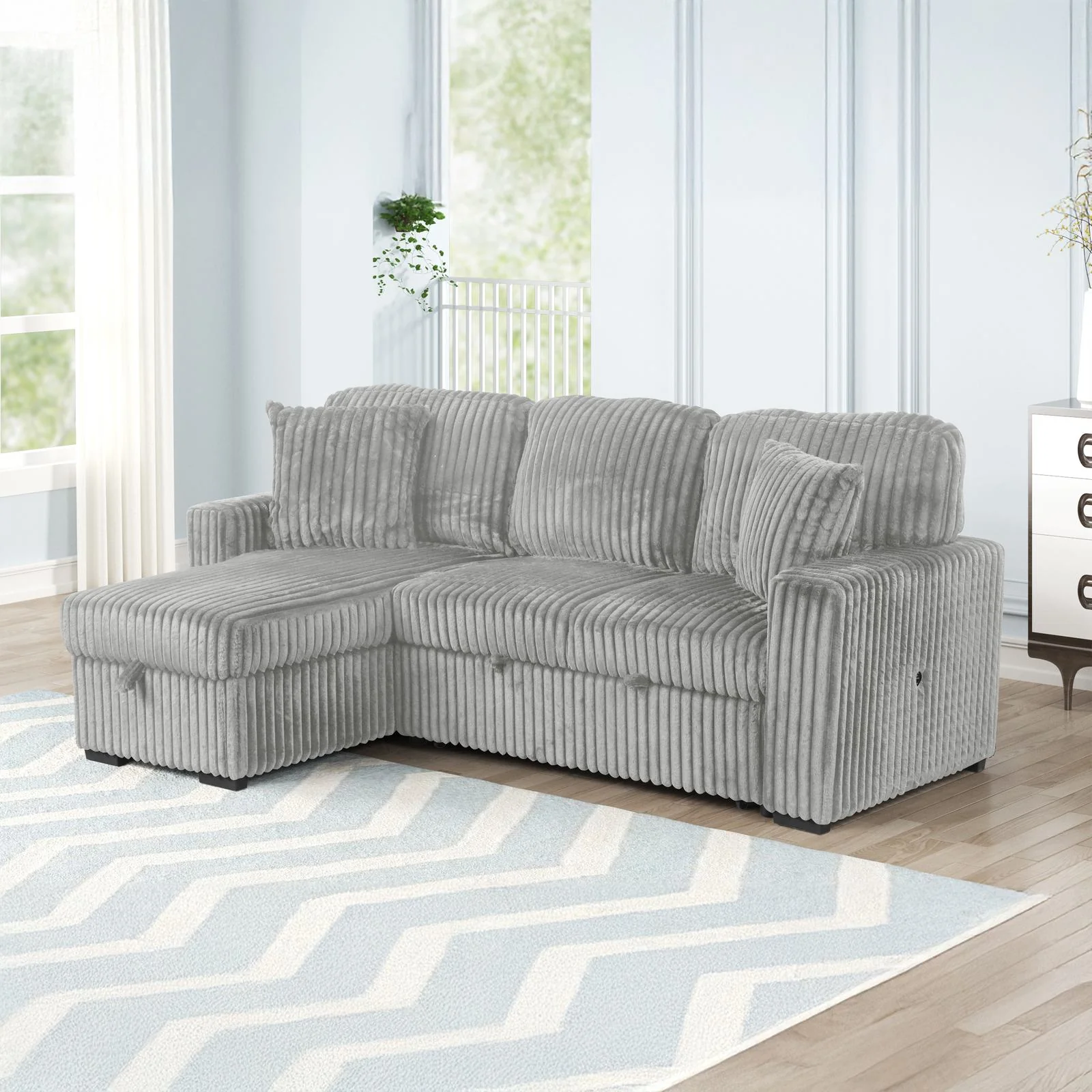 Plush Sectional Gray
