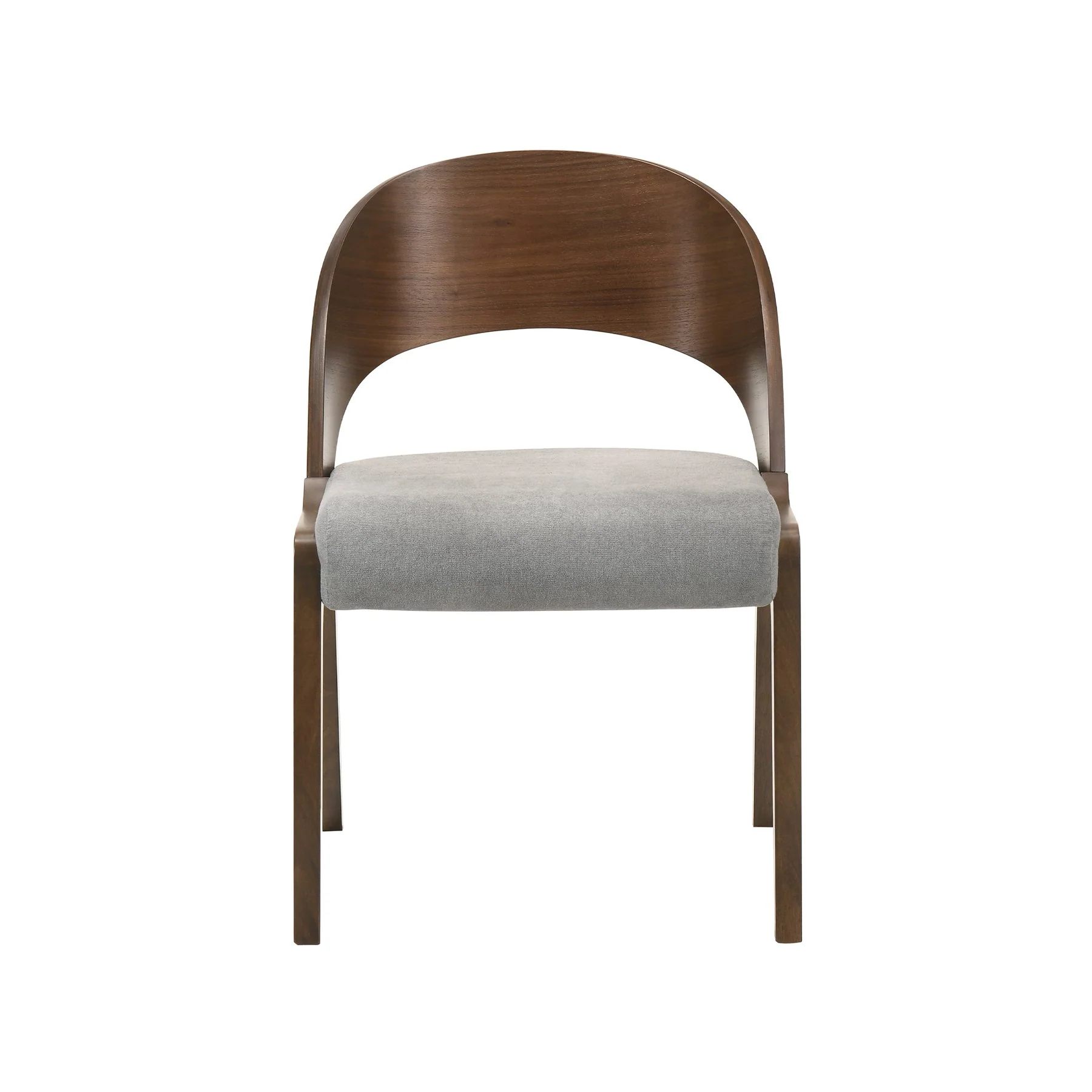 Polly Mid-Century Gray Upholstered Dining Chairs in Walnut Finish - Set of 2 - Image 3