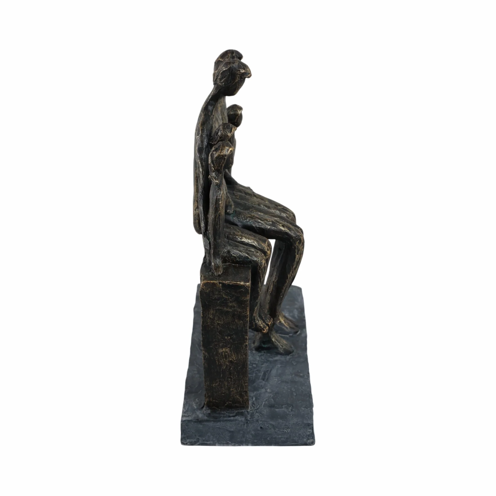 polyresin 10" Family Sculpture, Bronze - Image 3