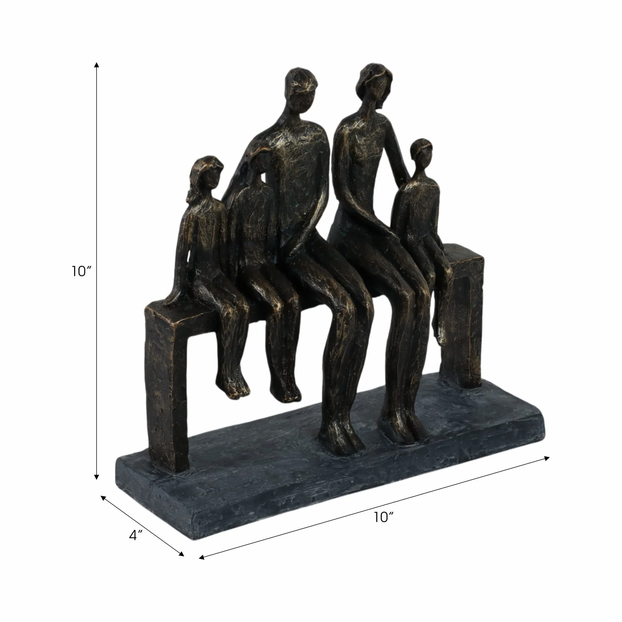 polyresin 10" Family Sculpture, Bronze - Image 8