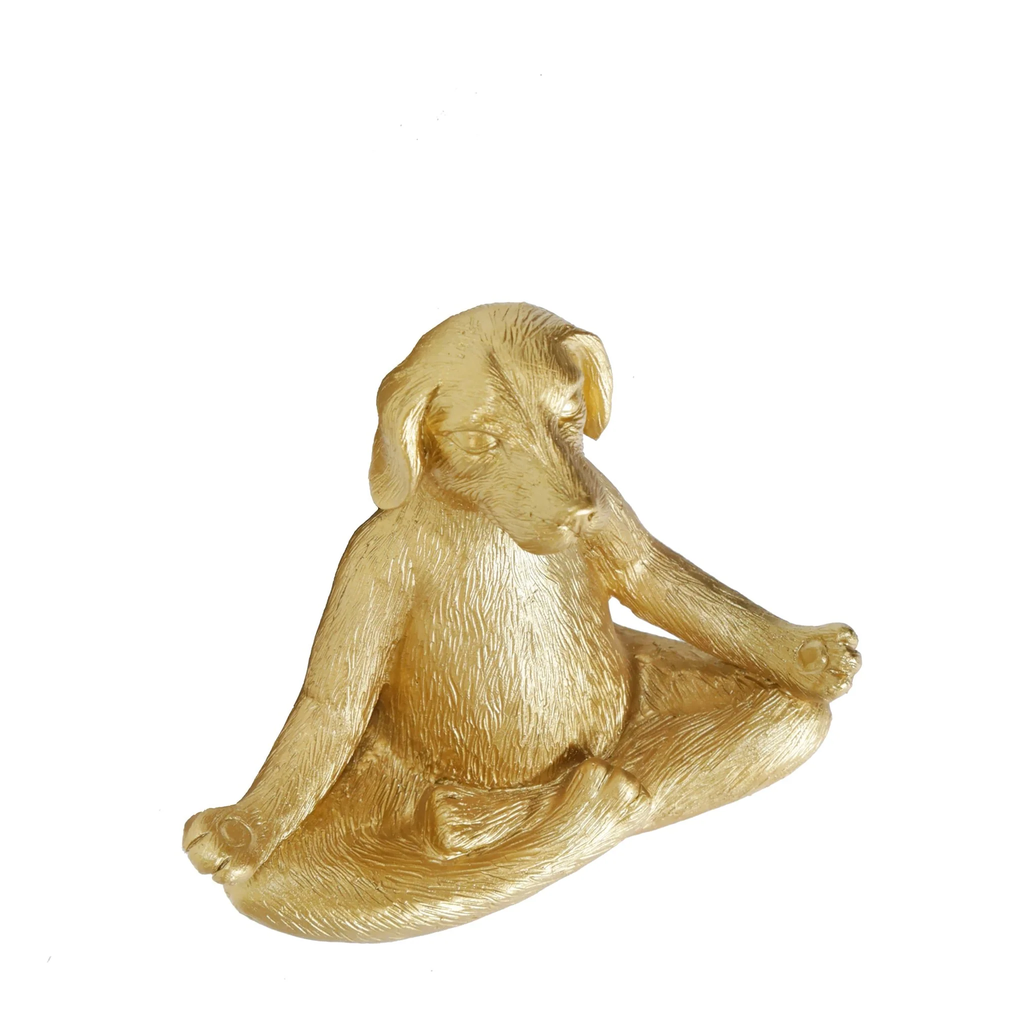 Polyresin 7" Yoga Dog, Gold - Image 4
