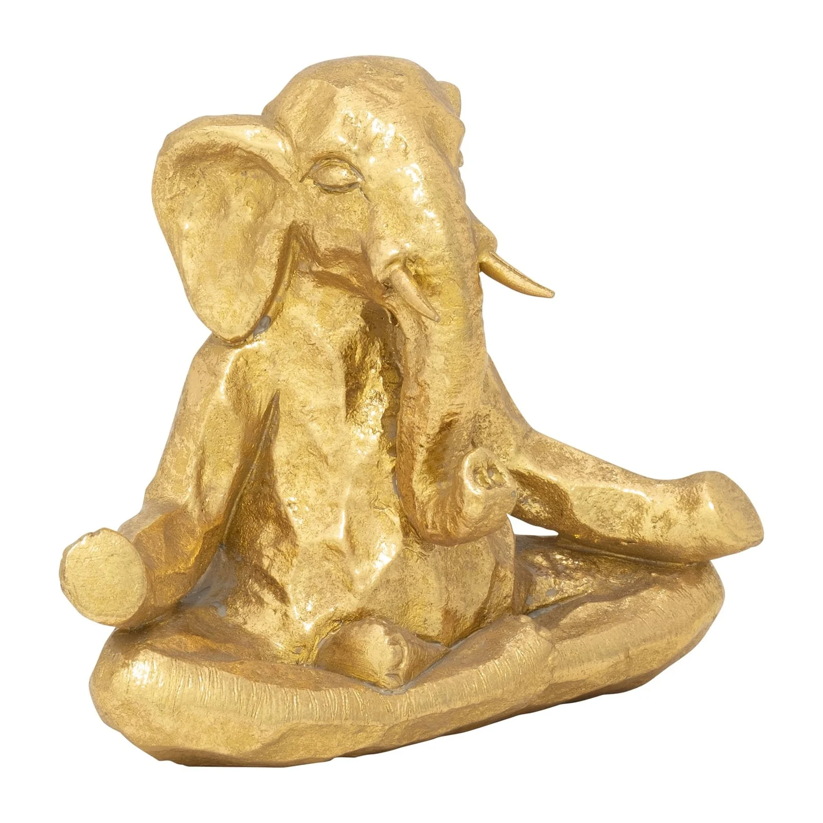 Polyresin 8" Meditating Elephant, Gold - Image 2
