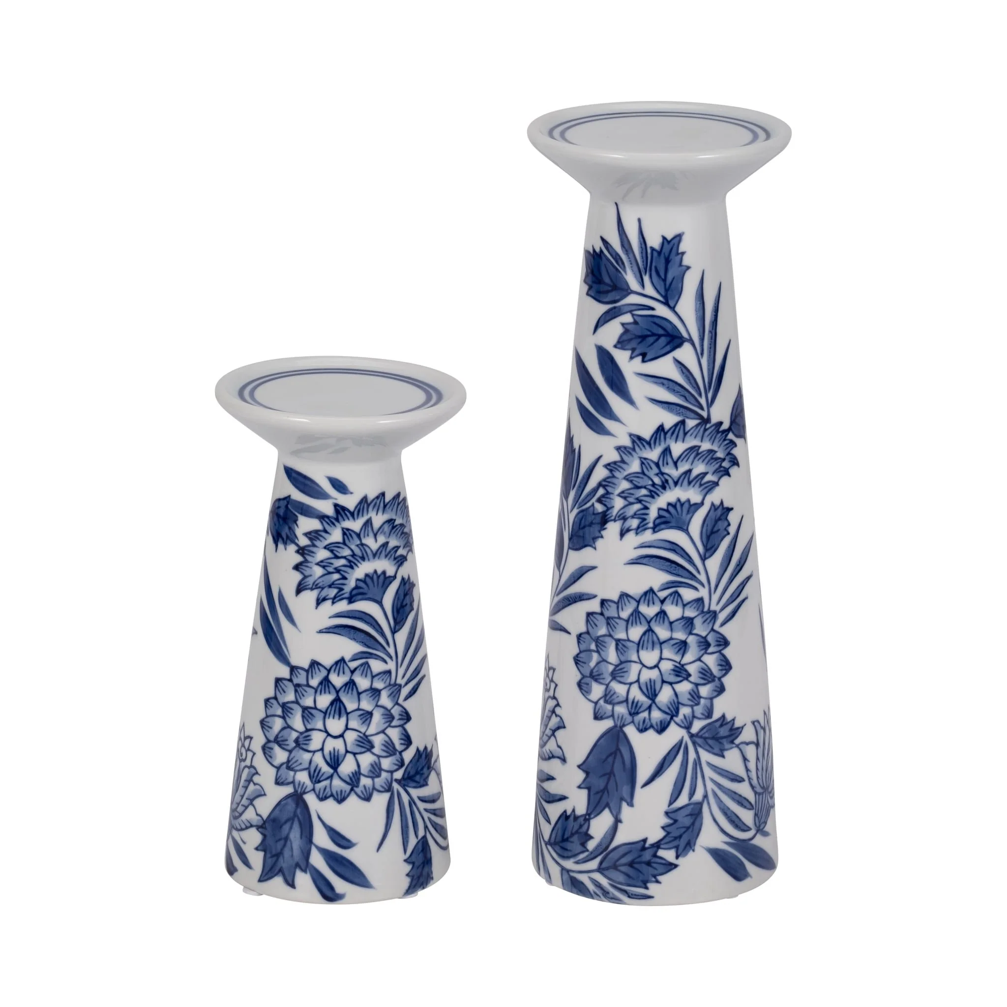 Porc,12"h Chinoiserie Candle Holder,blue/wht - Image 7