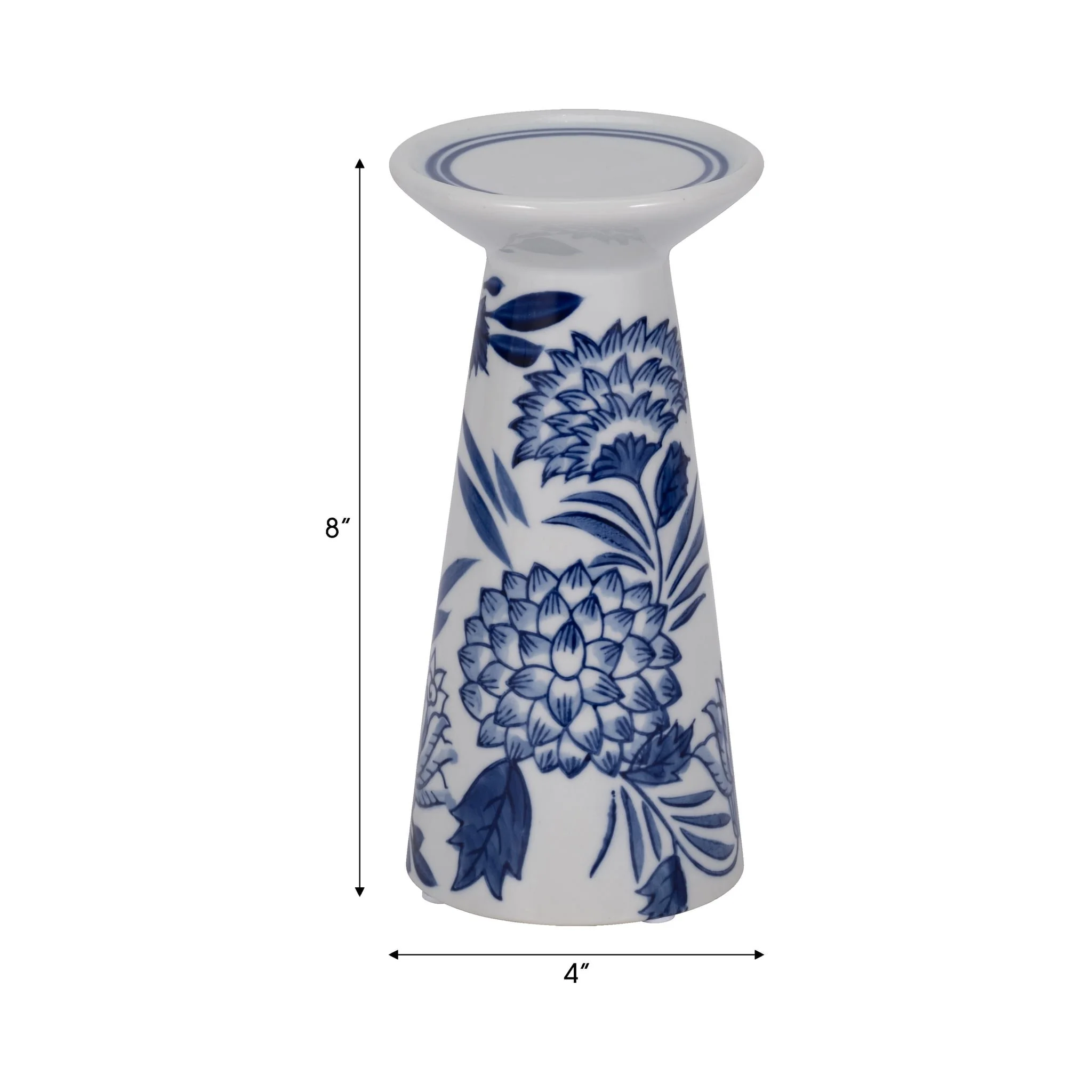 Porc,8"h Chinoiserie Candle Holder,blue/wht - Image 9