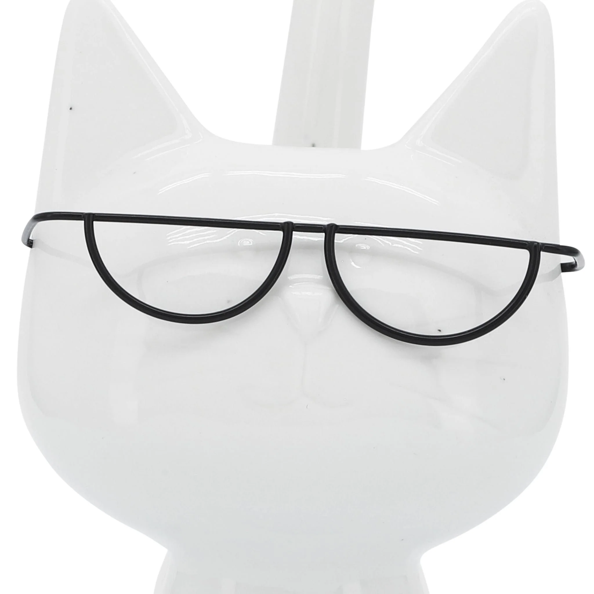 Porcelain, 8"h Kitty W/ Glasses, White - Image 7