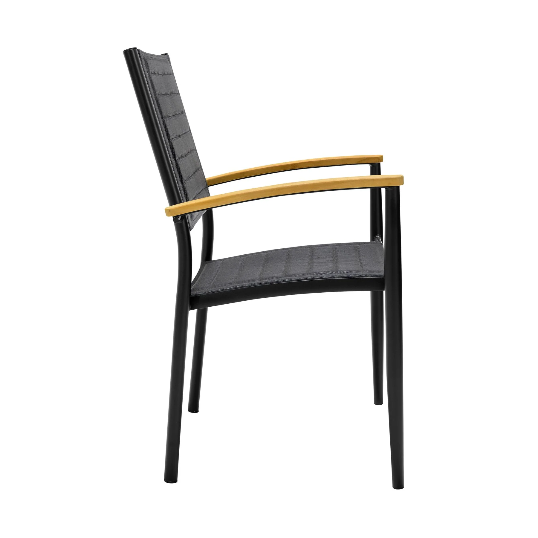 Portals Outdoor 5 Piece Black Aluminum & Teak Wood Dining Set - Image 3