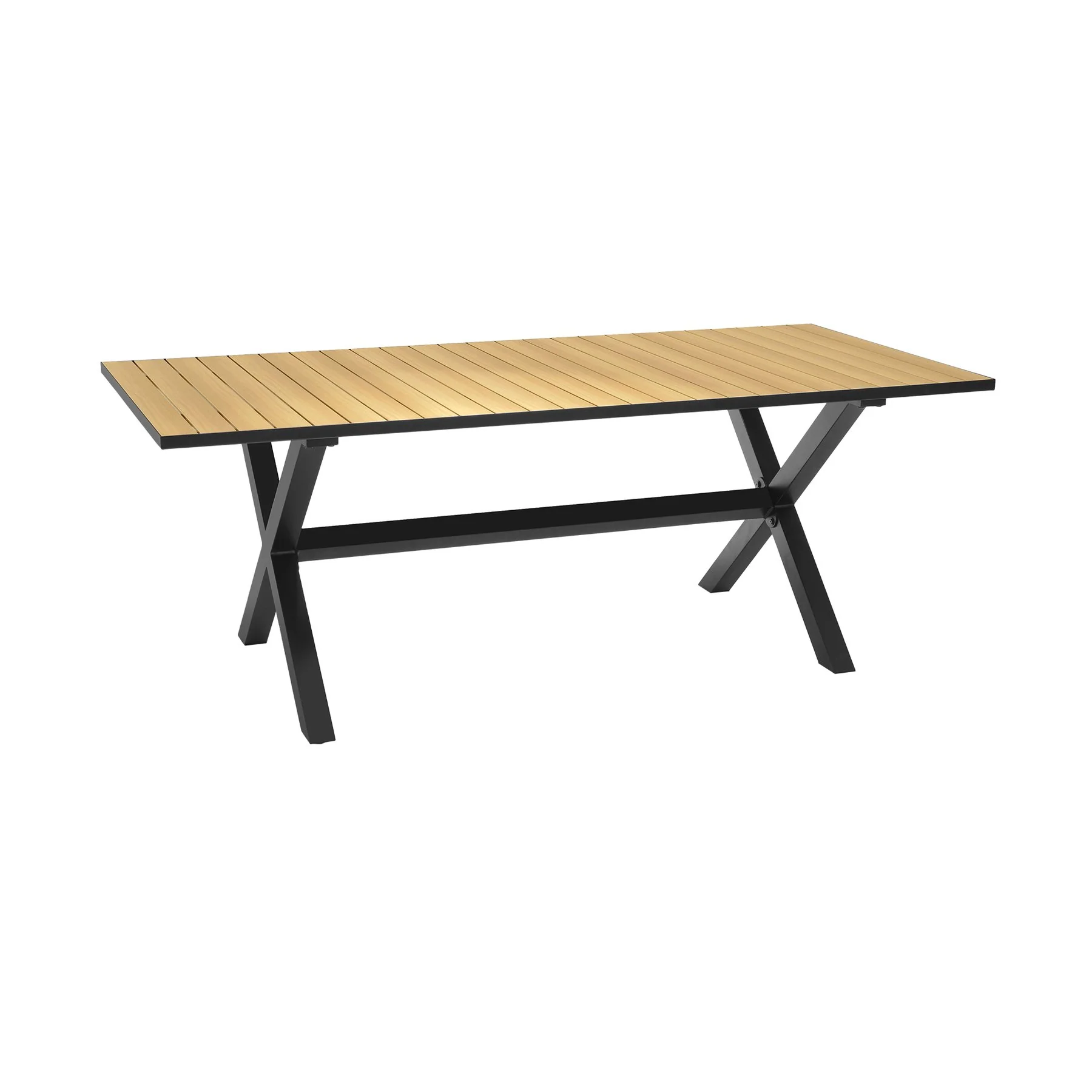 Portals Outdoor 5 Piece Black Aluminum & Teak Wood Dining Set - Image 4