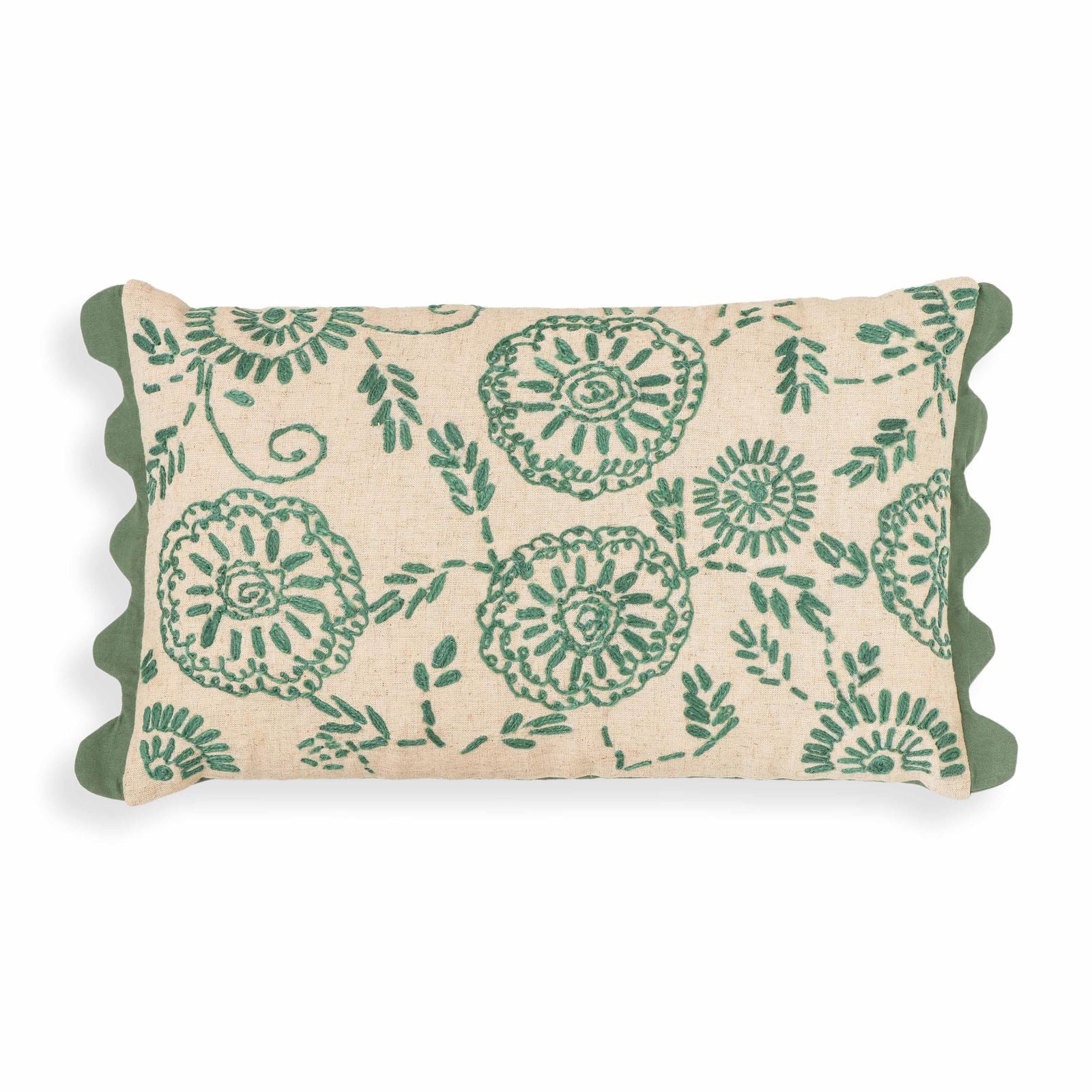 Portia Aqua Embroidered Cotton Flex 20 x 12 inch Accent Cushion - Image 2