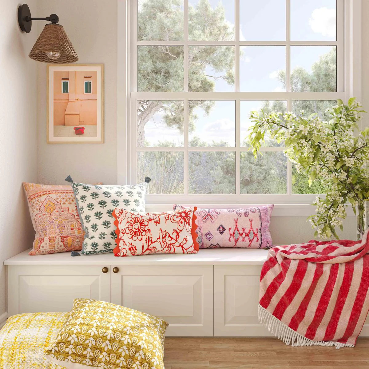 Portia Orange Embroidered Cotton Flex 20 x 12 inch Accent Cushion - Image 4