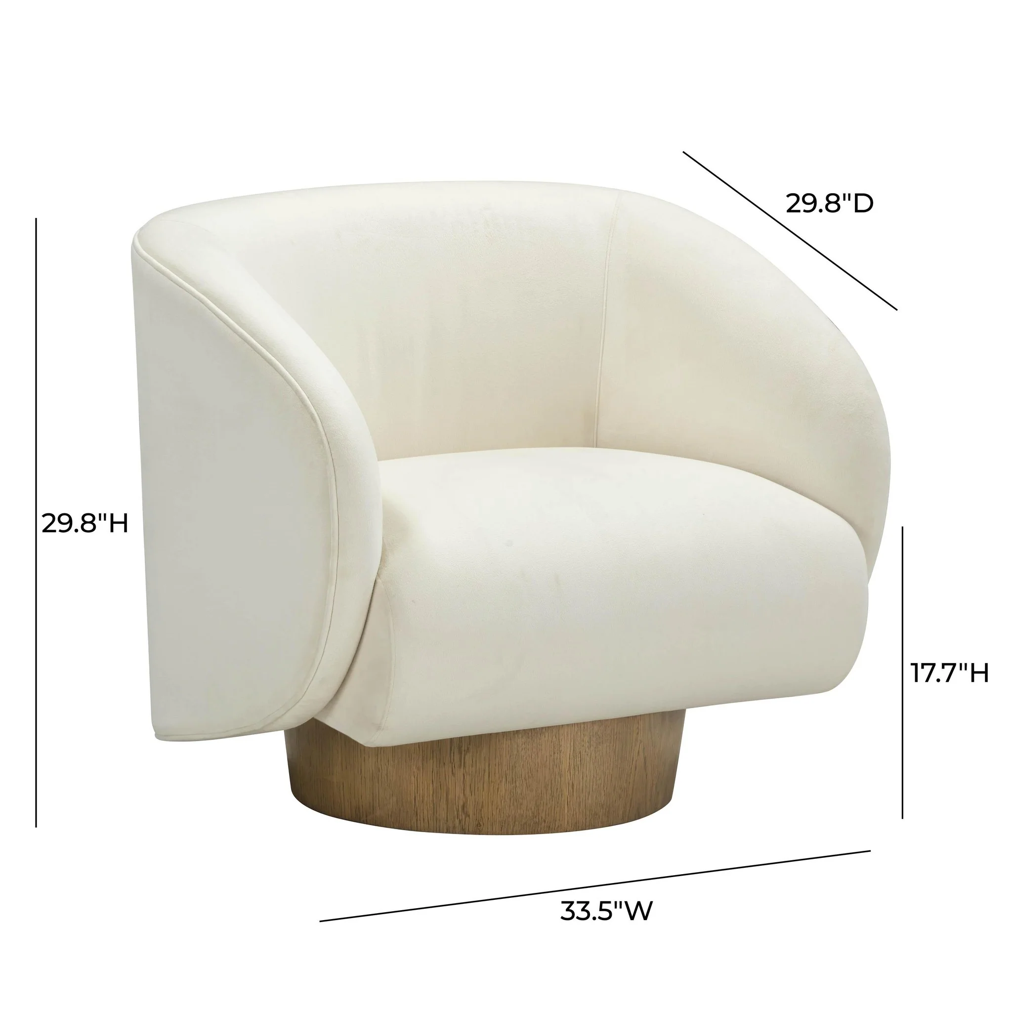 Presley Cream Velvet Swivel Accent Chair - Image 7