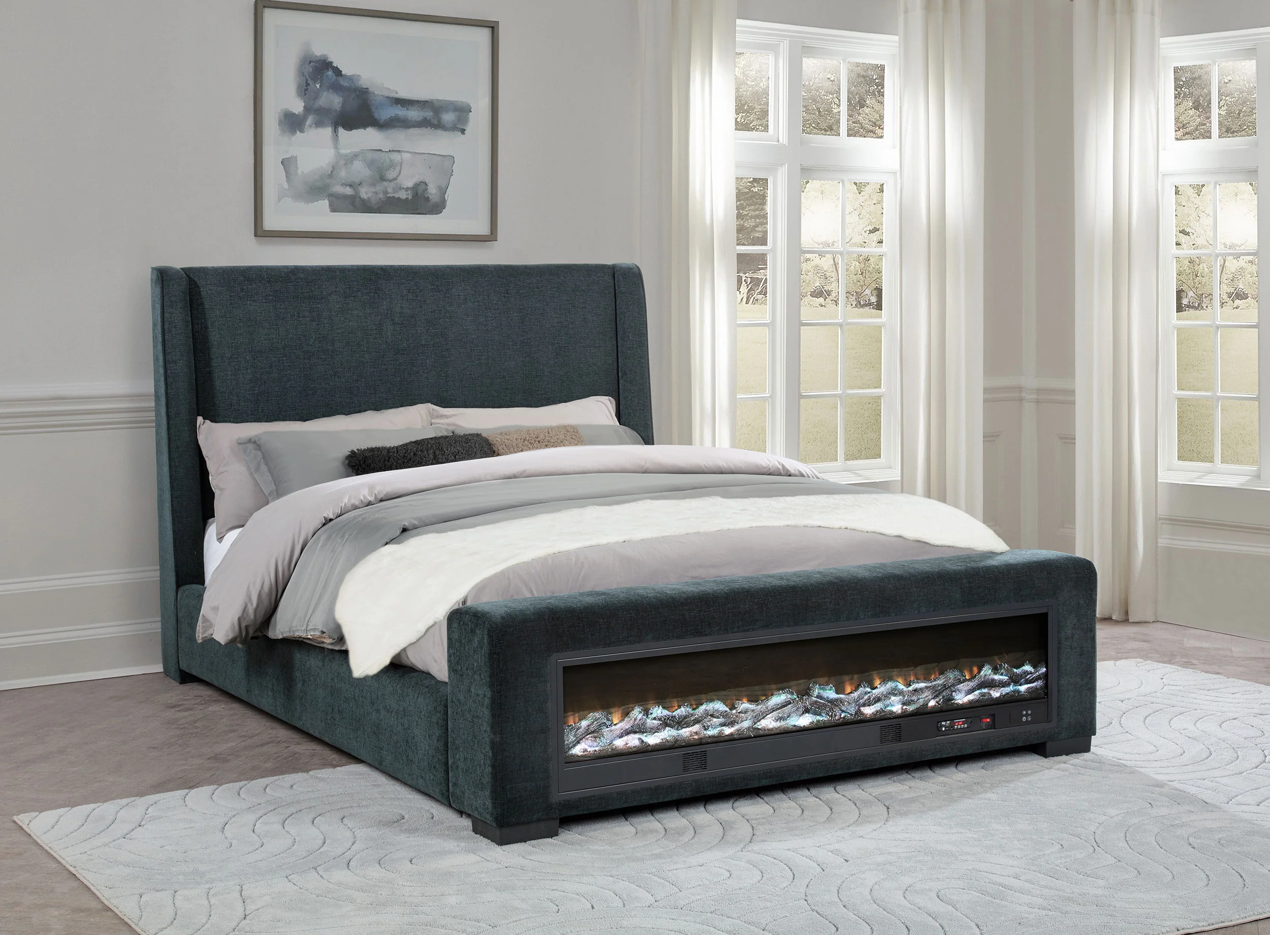 Preston Wingback Bed with Flame Visualizer and Bluetooth Speaker - Image 14