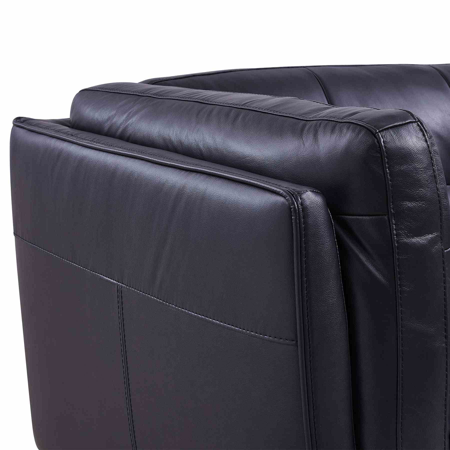 Primrose Contemporary Loveseat in Dark Metal Finish and Navy Genuine Leather - Image 5