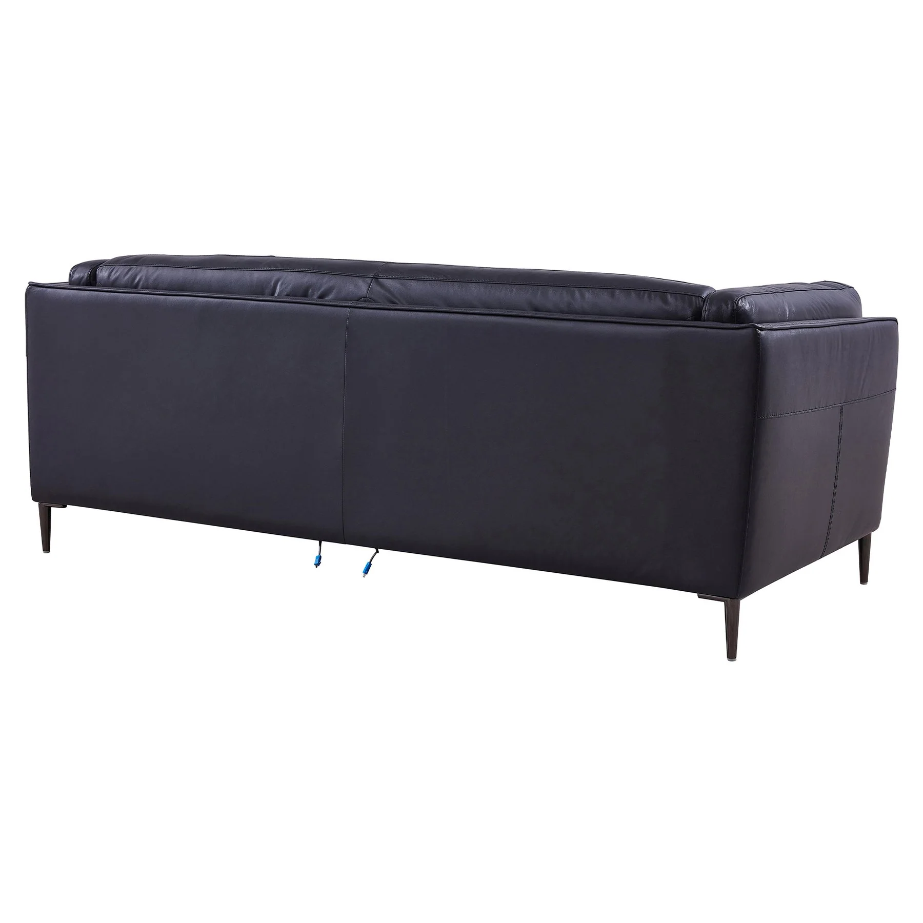 Primrose Contemporary Sofa in Dark Metal Finish and Navy Genuine Leather - Image 4
