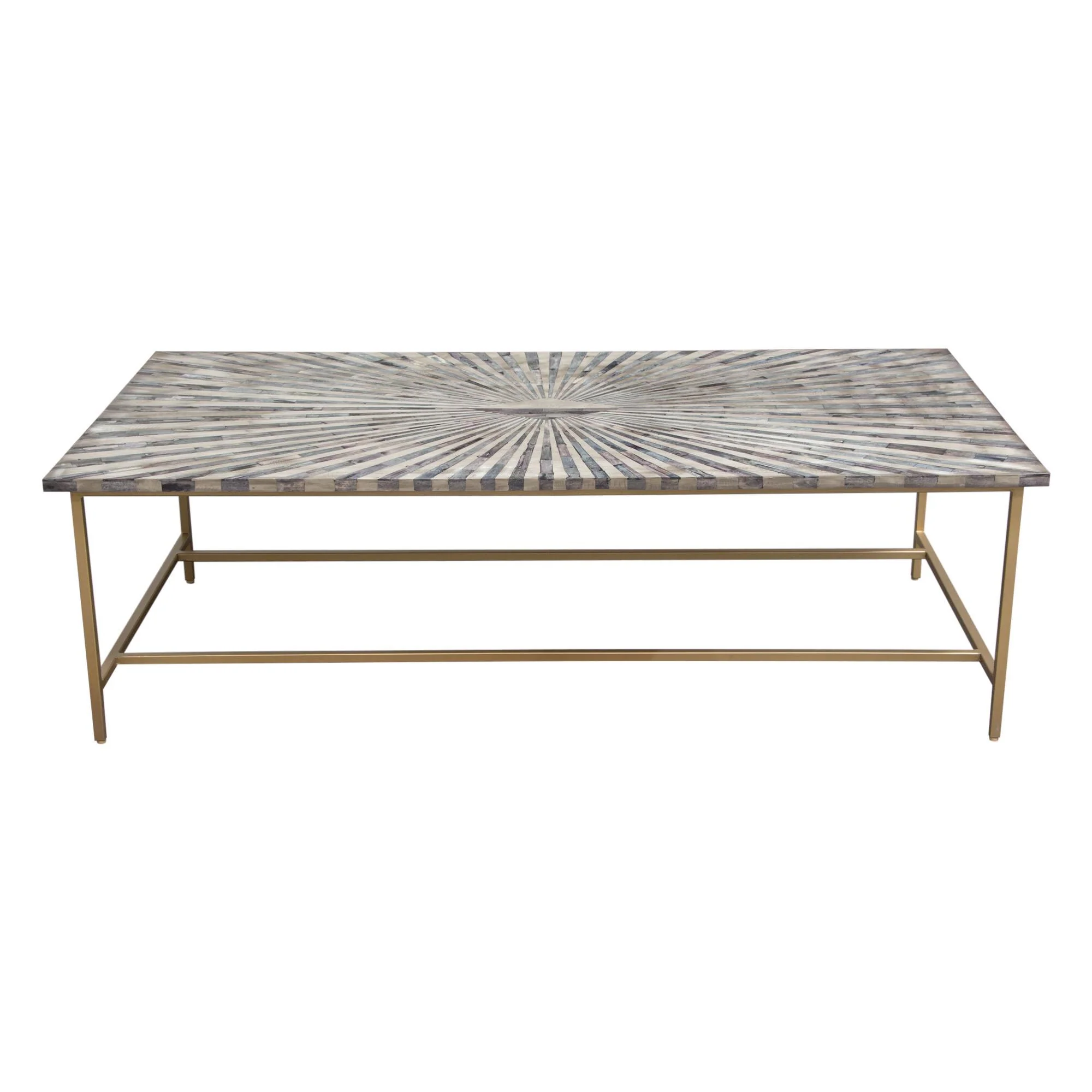 Prisma Cocktail Table w/ Dyed Bone Inlay Sunburst Top & Brass Legs by Diamond Sofa
