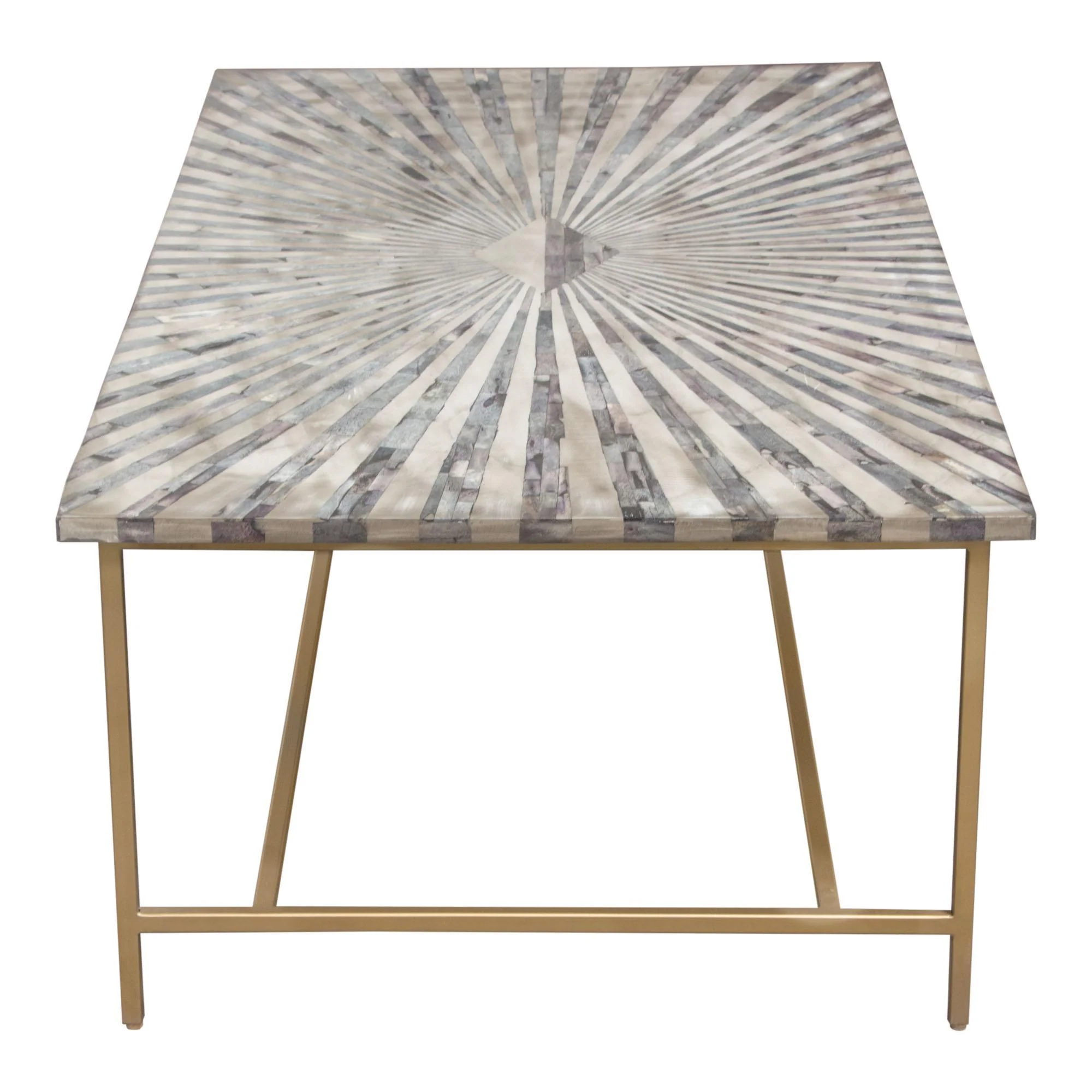Prisma Cocktail Table w/ Dyed Bone Inlay Sunburst Top & Brass Legs by Diamond Sofa - Image 6
