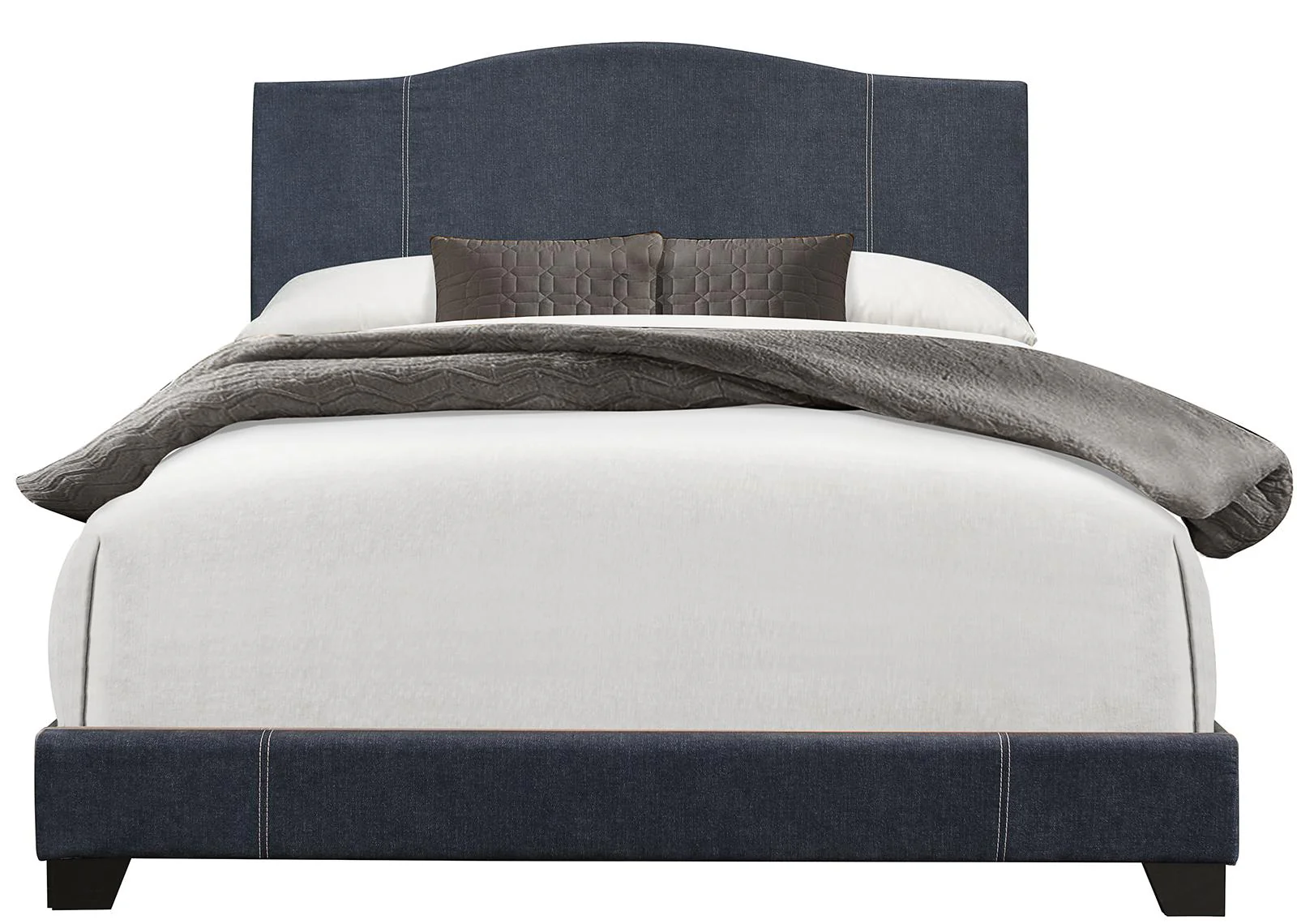 Pulaski ACH All-In-One Queen Modified Camel Back Upholstered Bed in Blue - Image 2